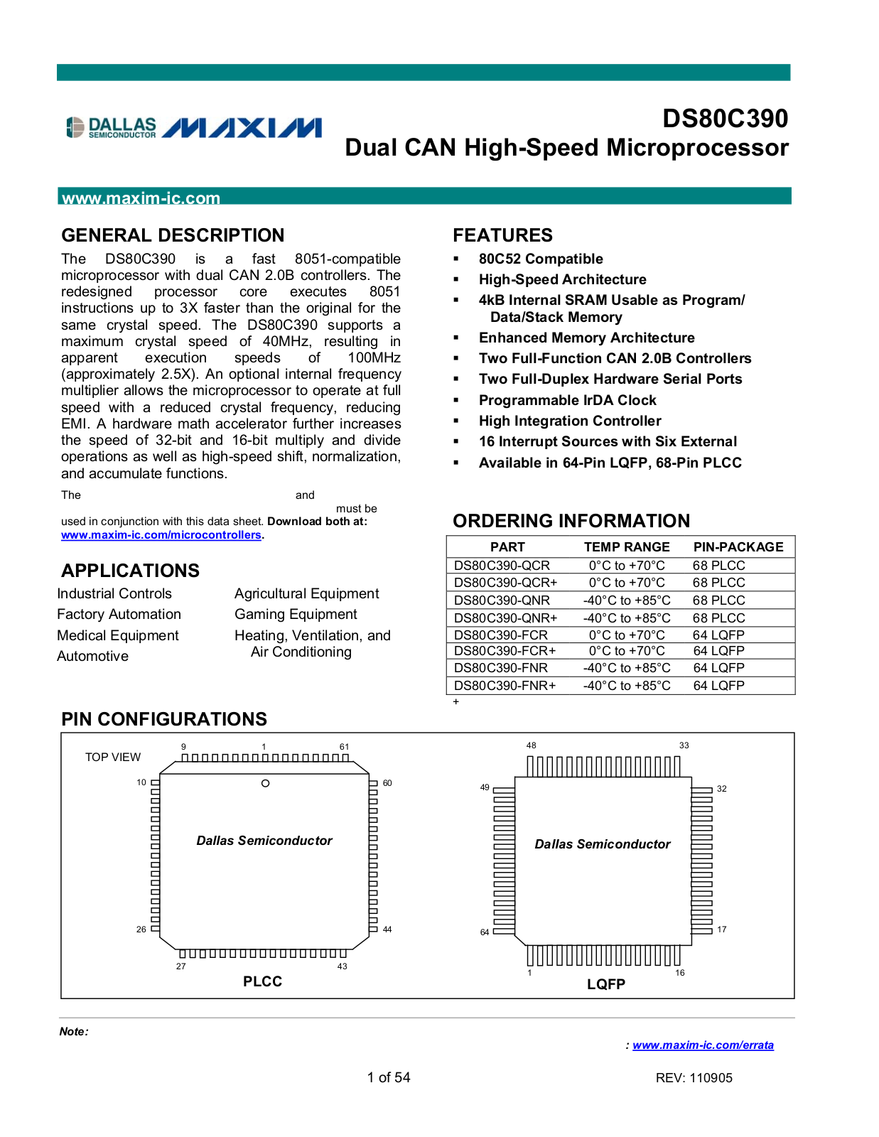 MAXIM DS80C390 User Manual