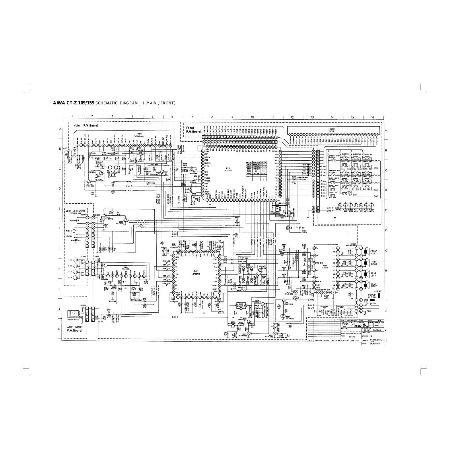 Aiwa ct z 109, ct z 159 schematic