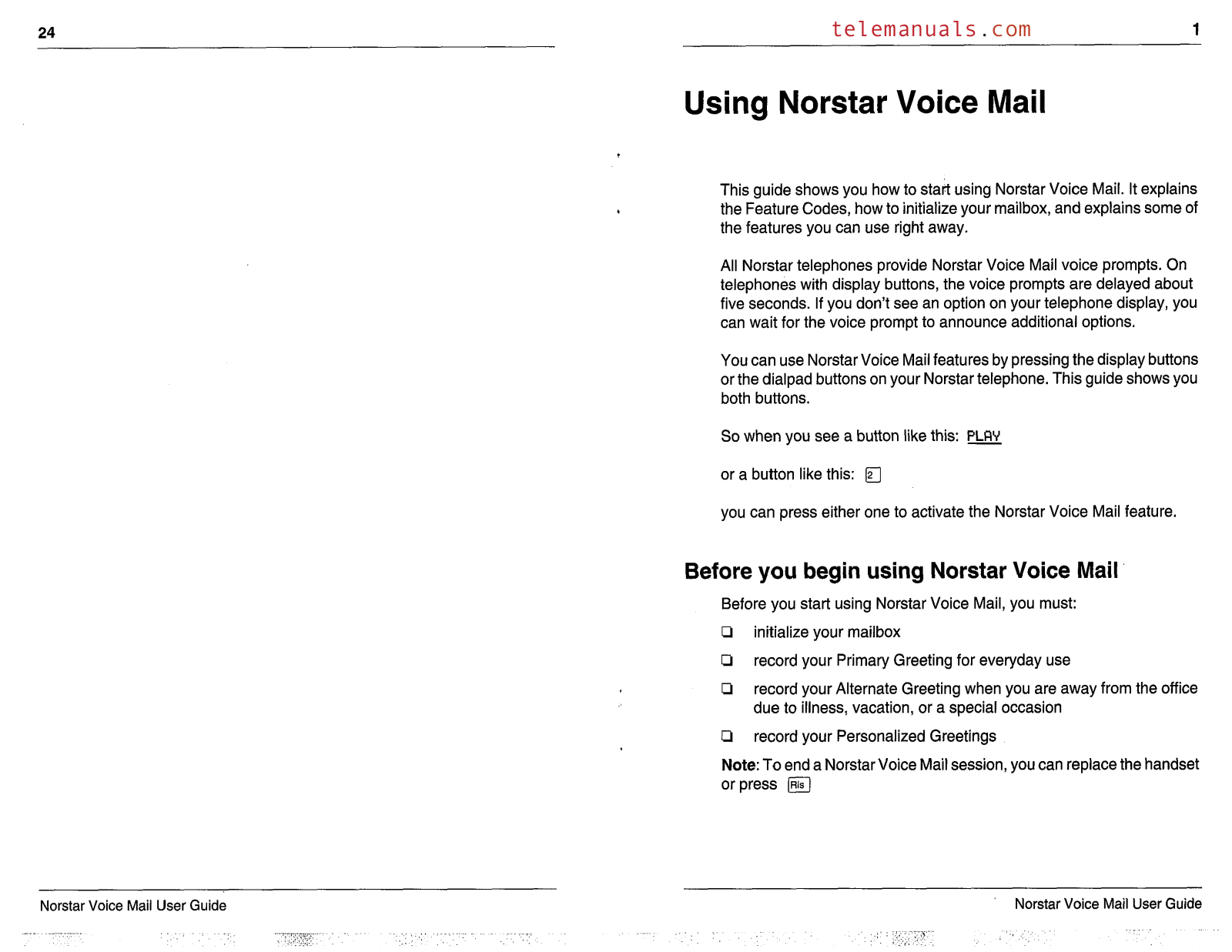 Norstar Voice Mail User Guide