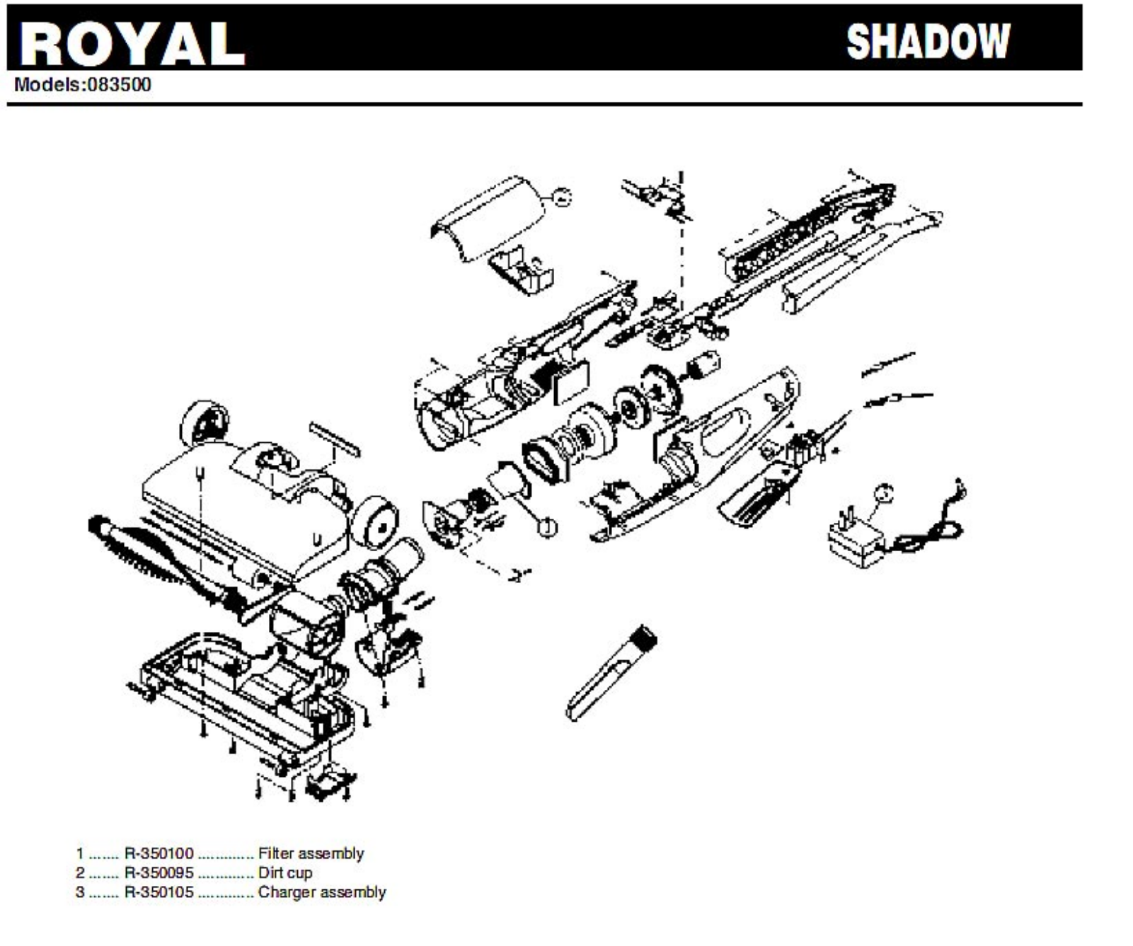 Royal 083500 Parts List