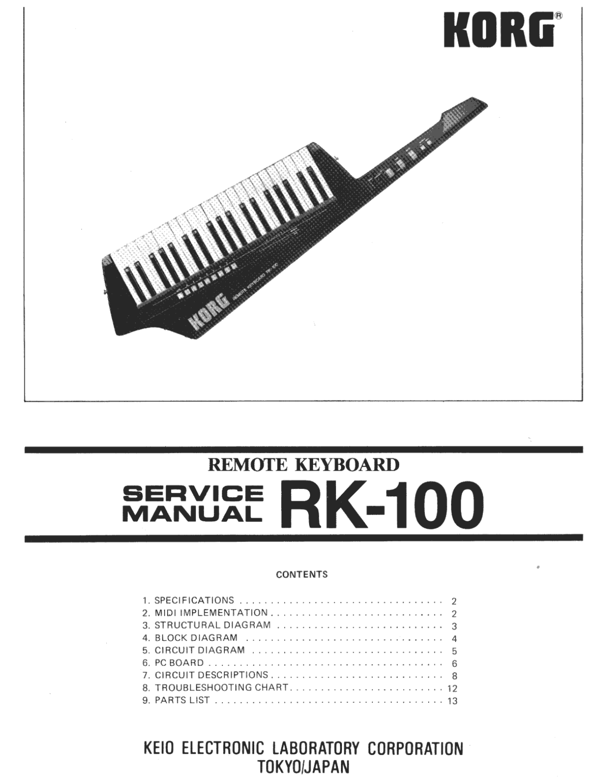 Korg RK-100 Service Manual