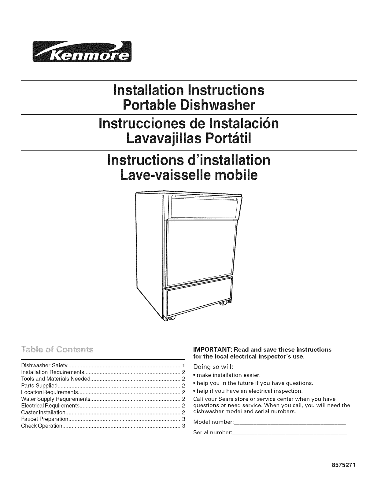 Kenmore 66517762K600, 66517769K600, 66517739K900, 66517722K900, 66517729K900 Installation Guide - ManualMachine.com