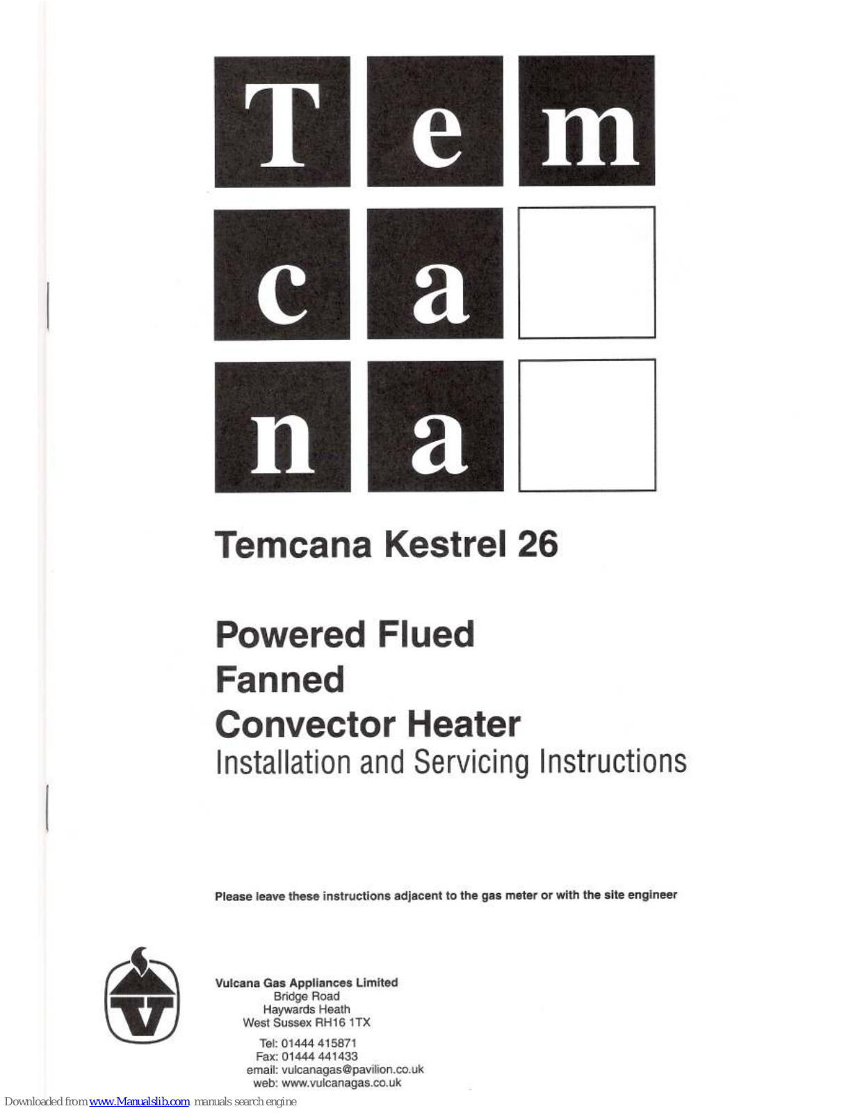 Temcana Kestrel 26 Installation And Servicing Manual