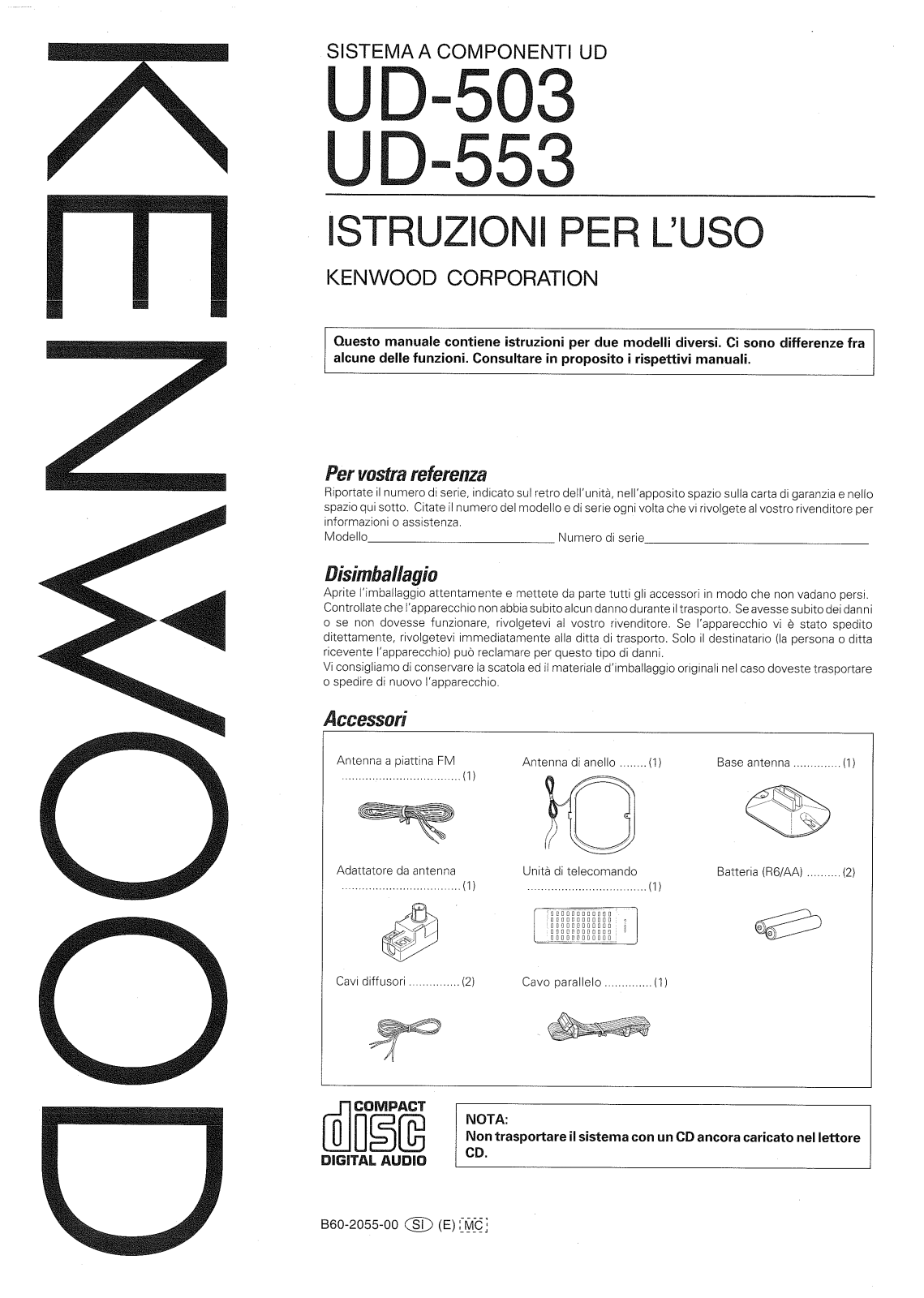 Kenwood UD-503, UD-553 User Manual