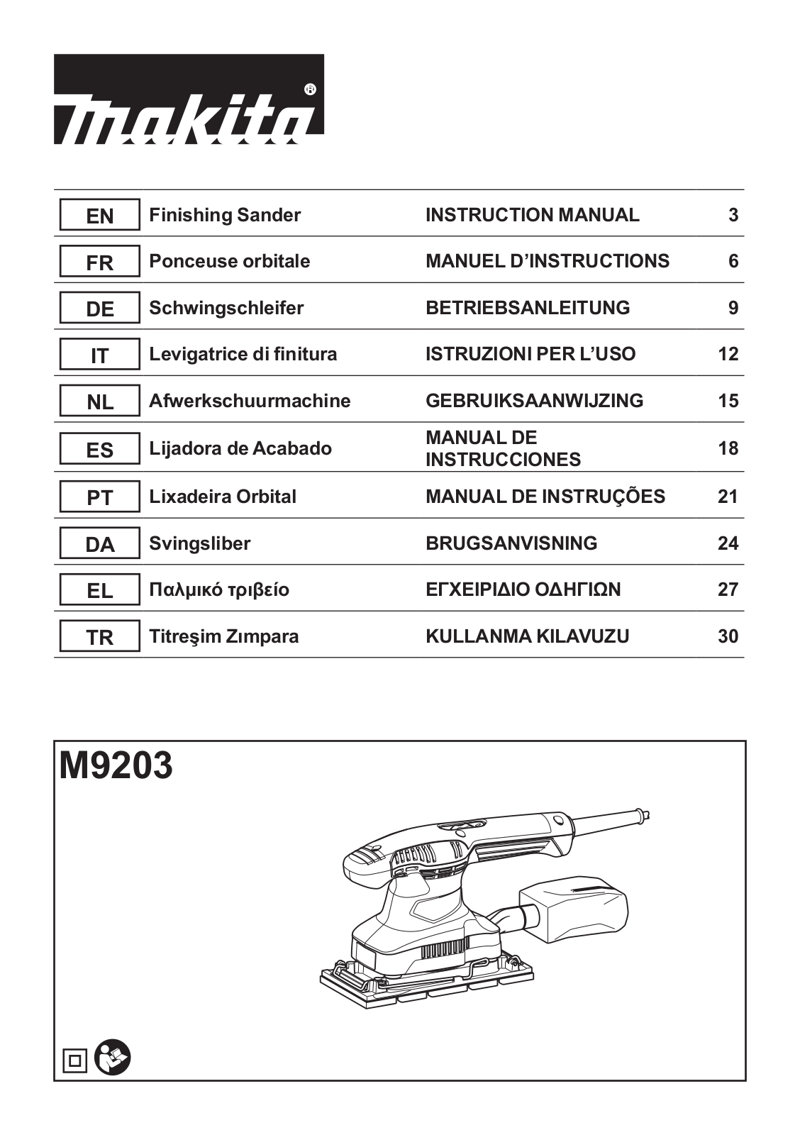 Makita M9203 User Manual