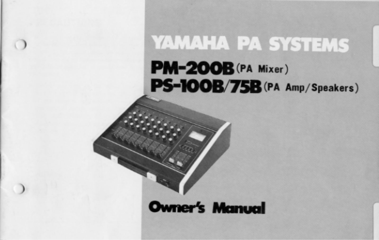 Yamaha PS-100-B, PS-200-B, PS-75-B Owners manual