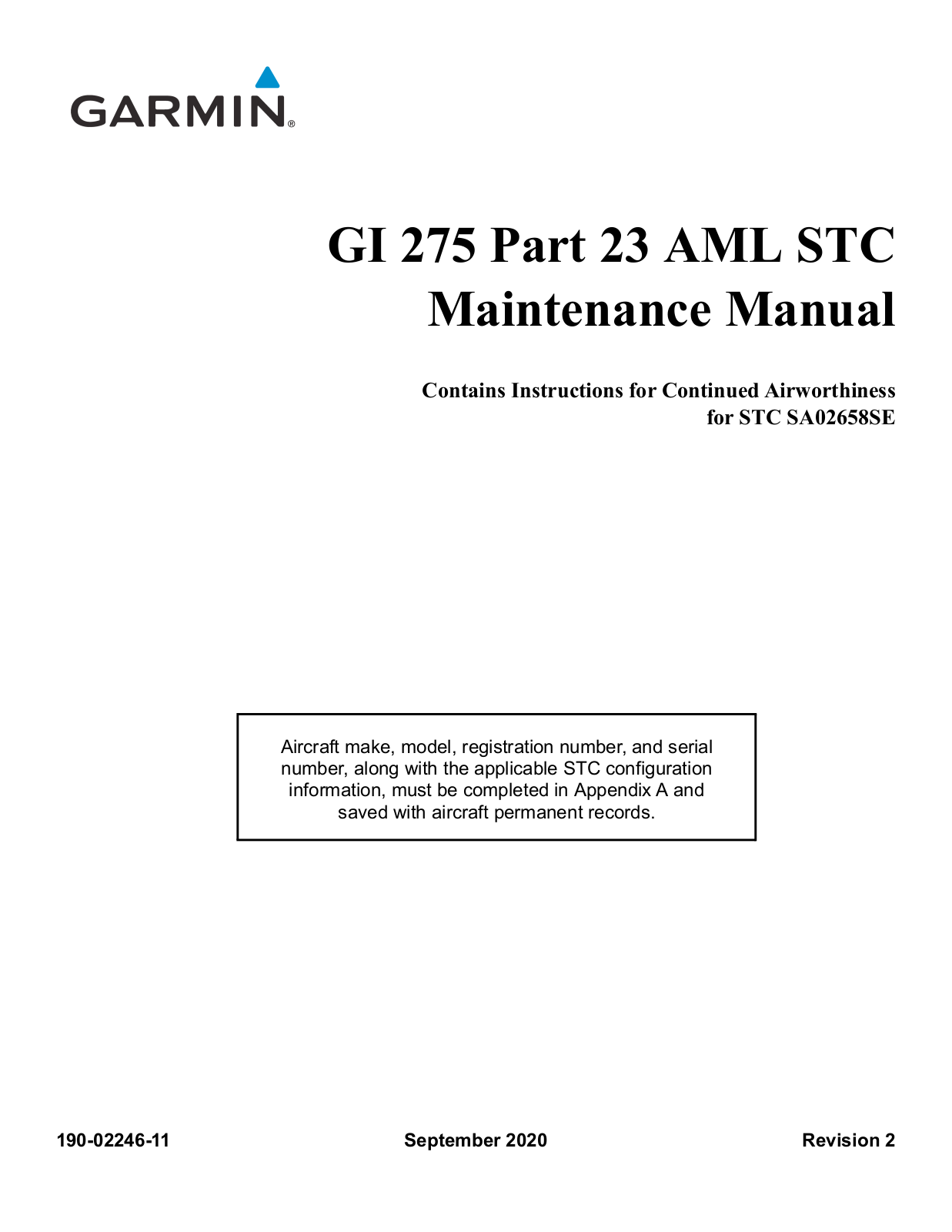 Garmin GI 275 User manual