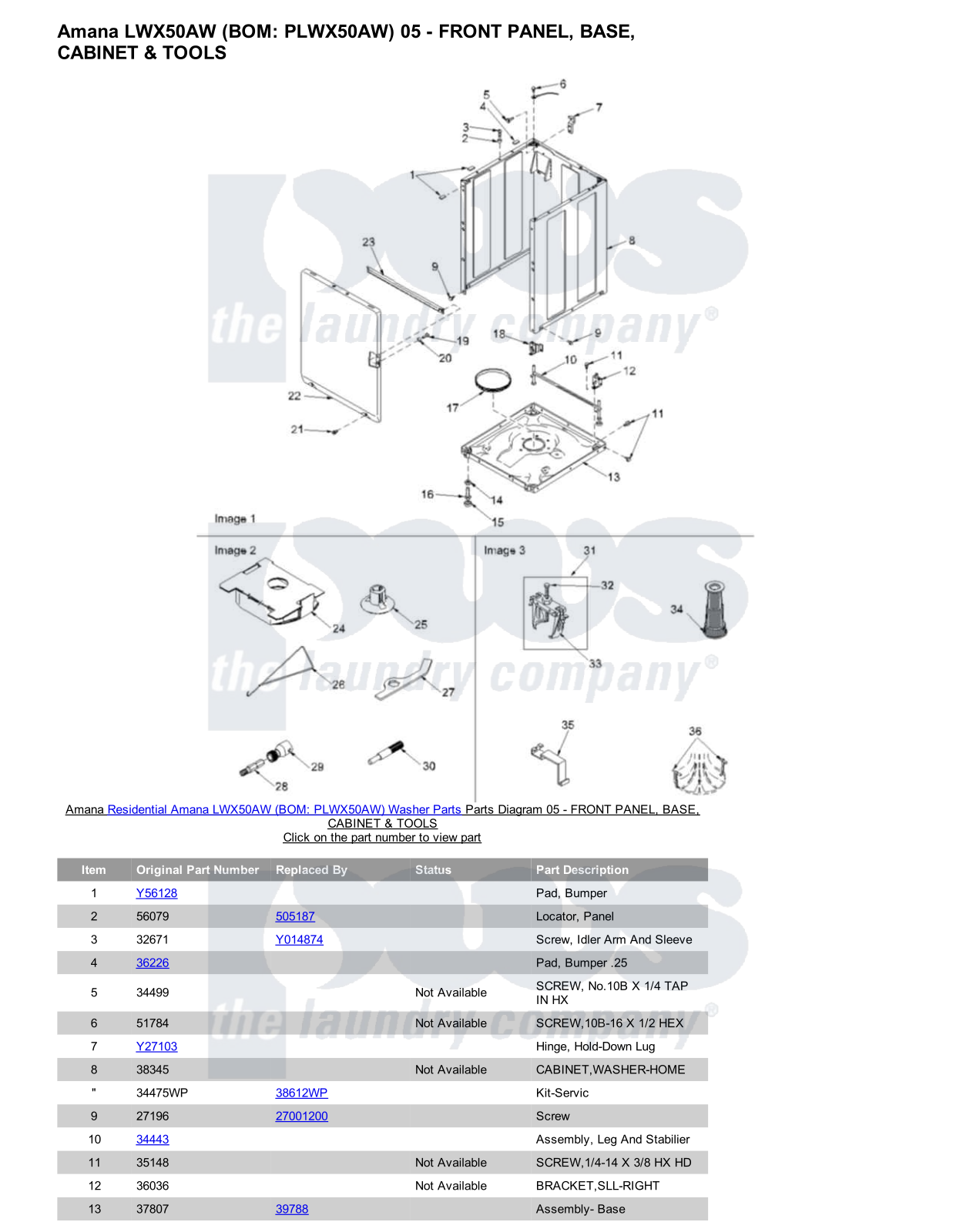 Amana LWX50AW Parts Diagram