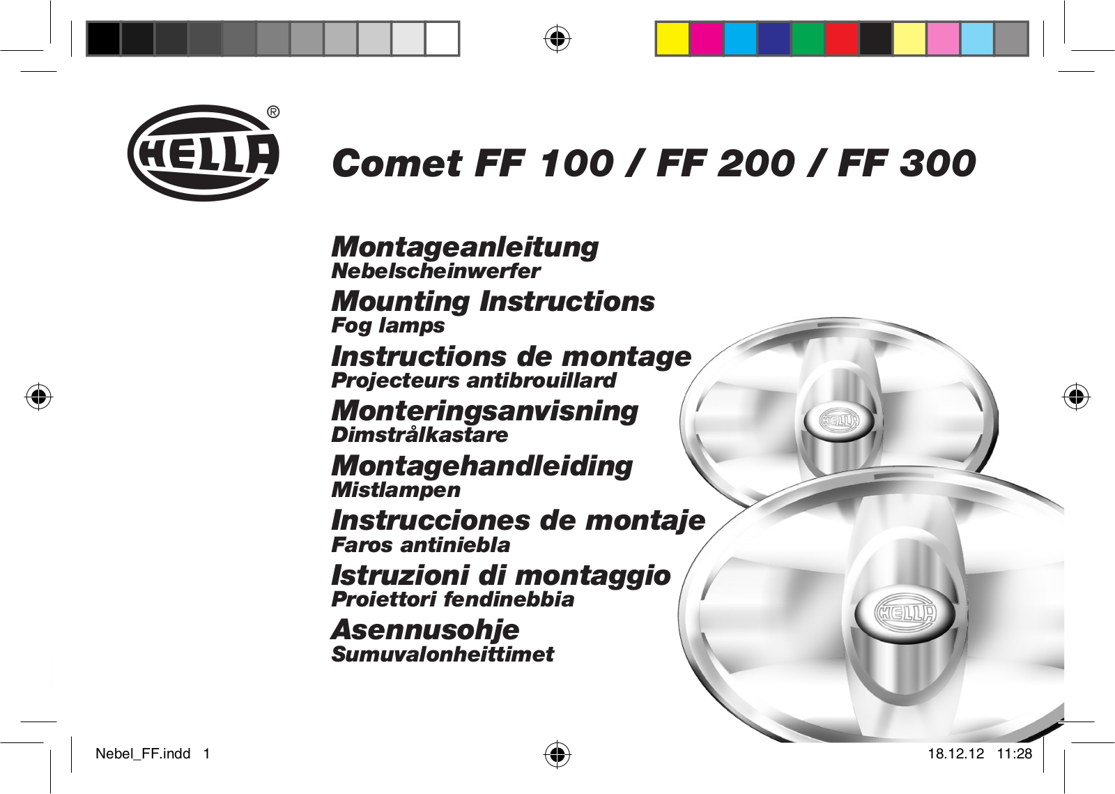 Hella Comet FF 200, Comet FF 300, Comet FF 100 Mounting Instructions