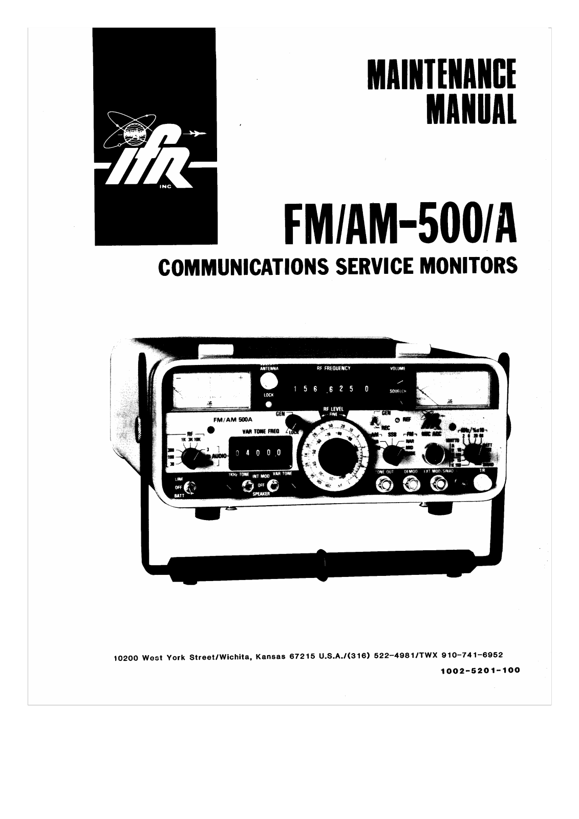 IFR FM-500A, AM-500A Service Manual