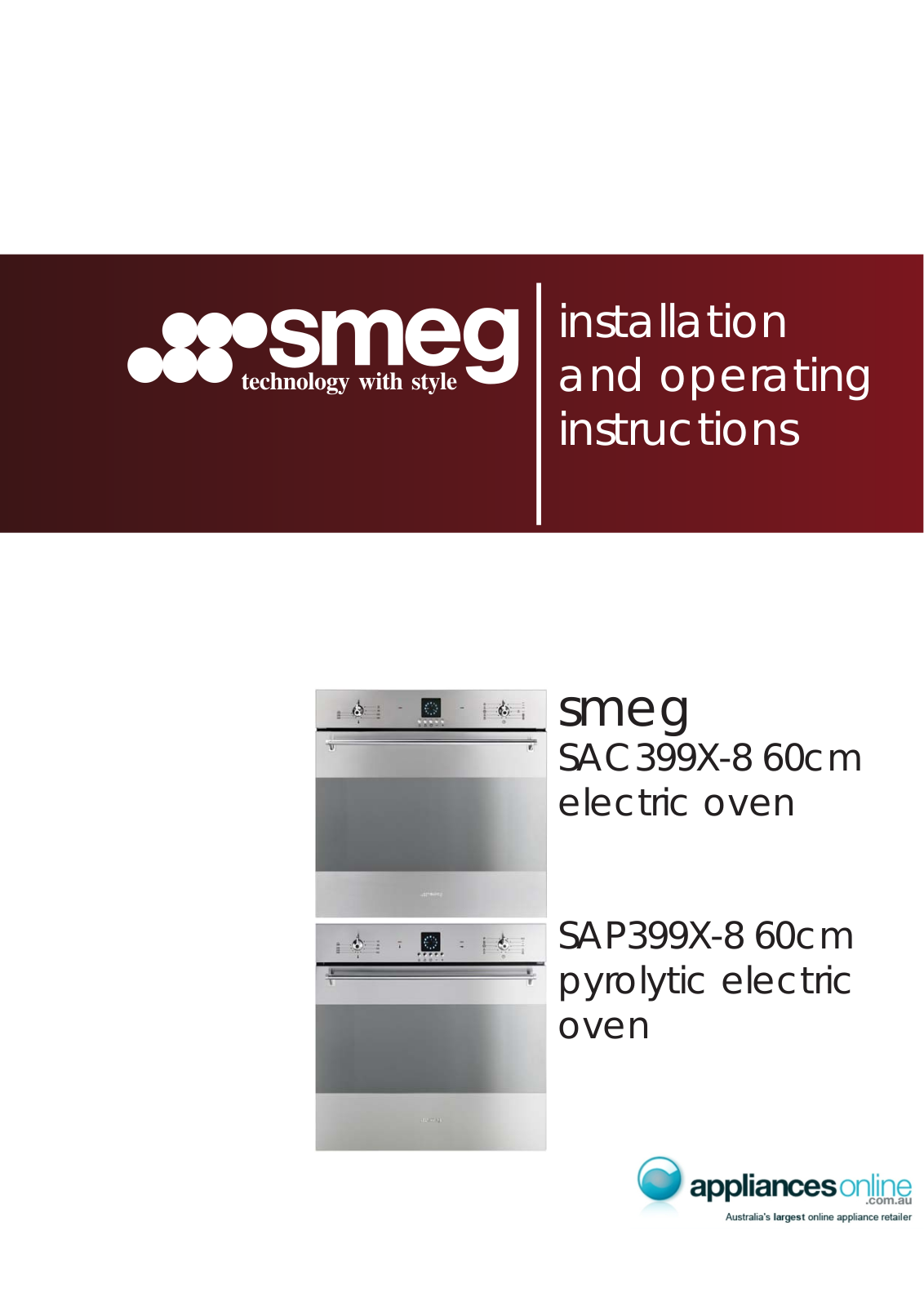 Smeg SAC399X8 Product Manual