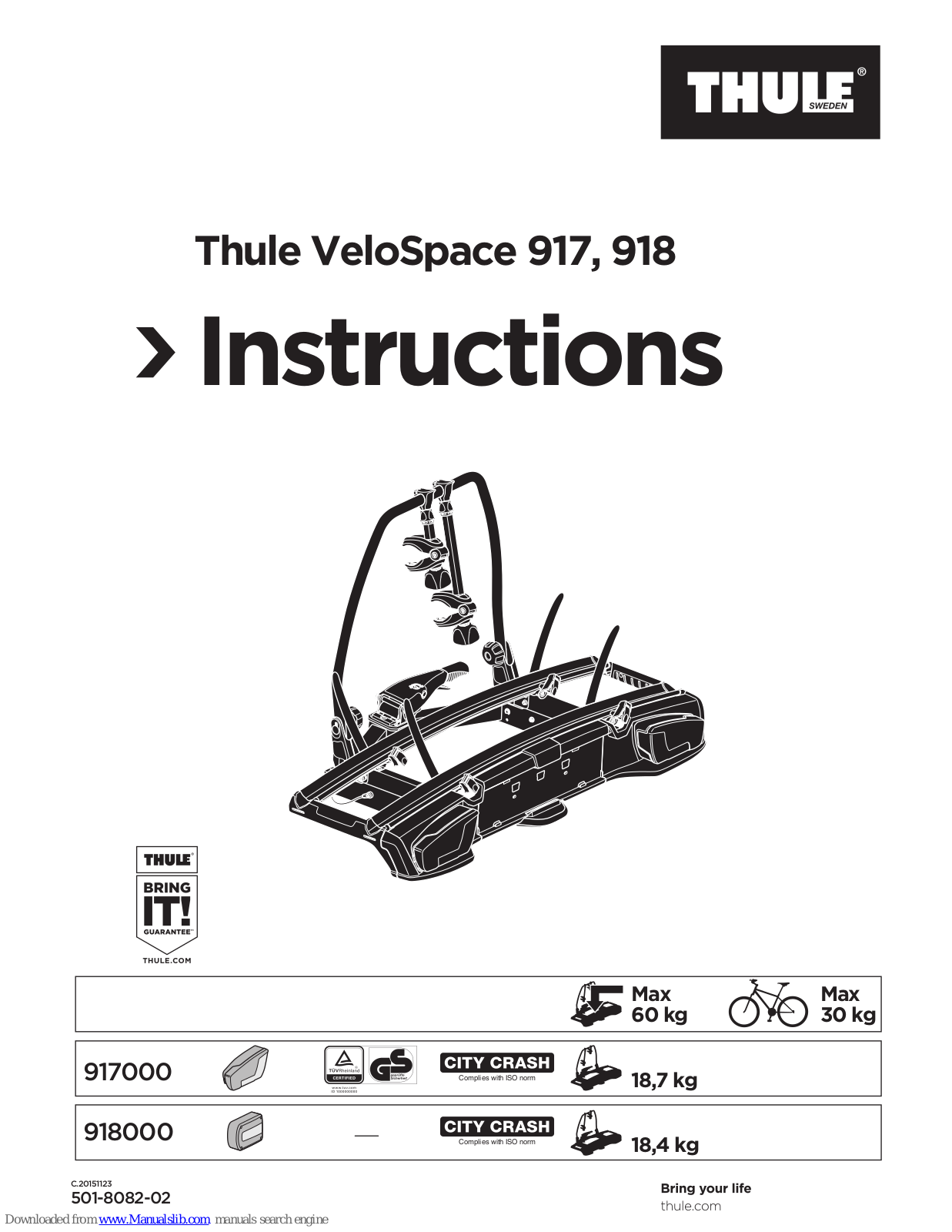 Thule VeloSpace 917, VeloSpace 918 Instructions Manual