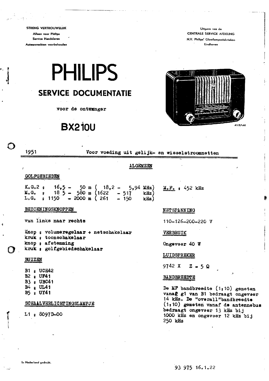 Philips BX-210-U Service Manual