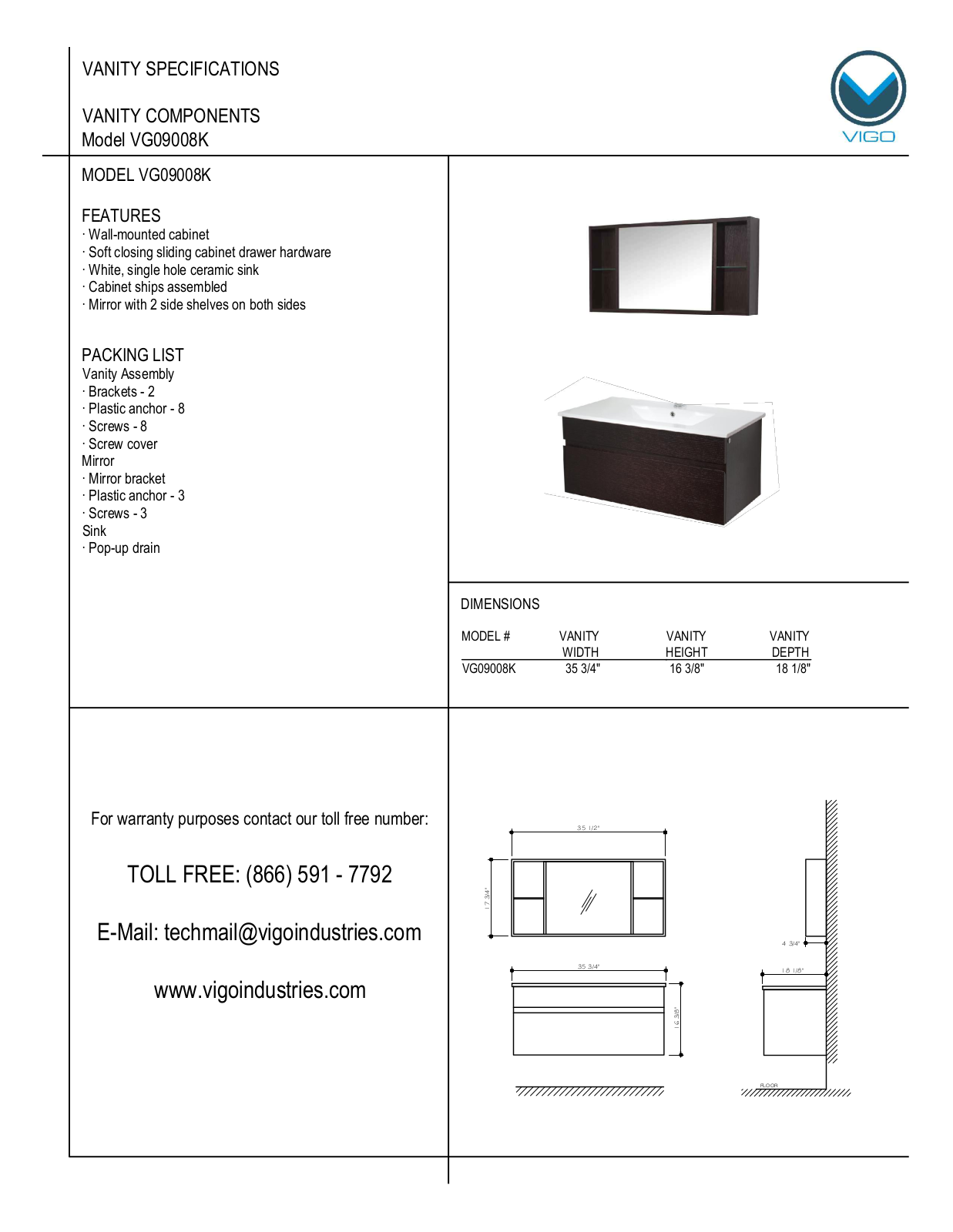 Vigo VG0908K User Manual