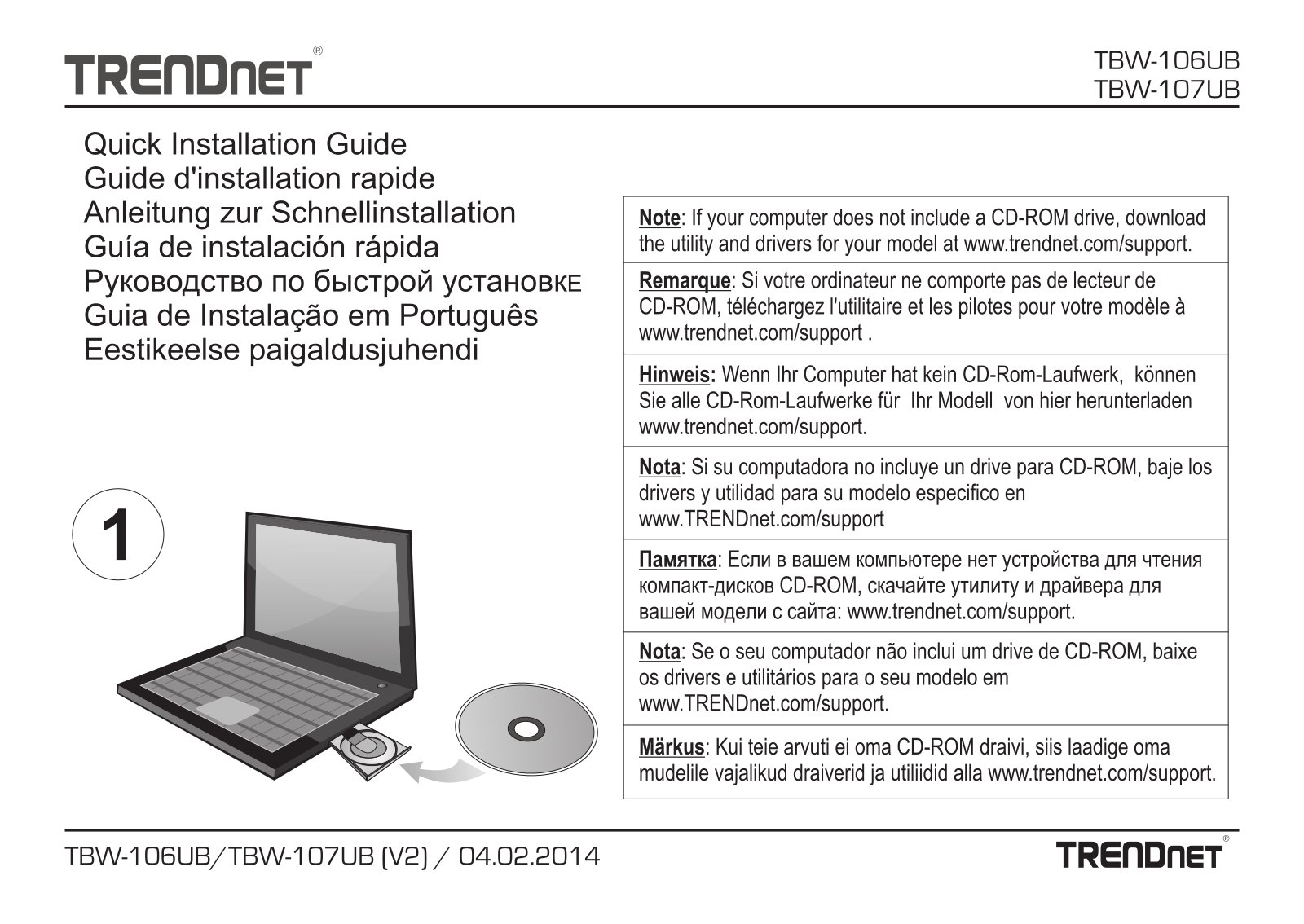 TRENDnet TBW-106UB, TBW-107UB Installation Guide