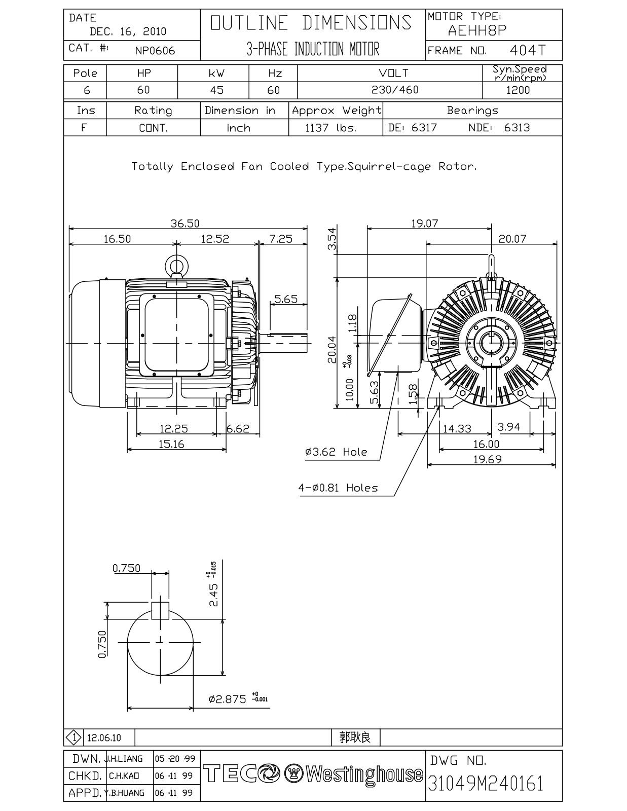 Teco NP0606 Reference Drawing