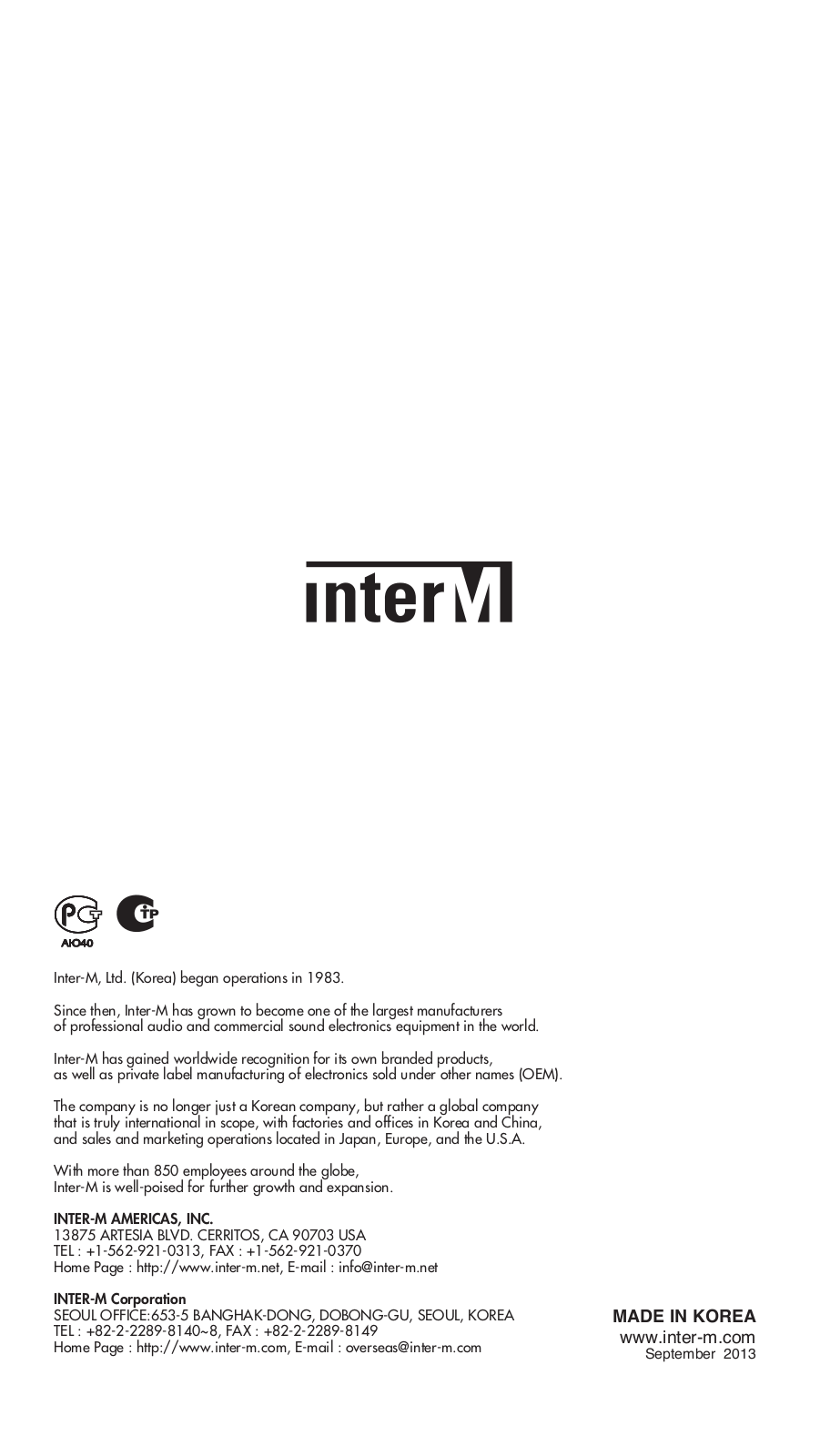 Inter-M RM-911D User Manual