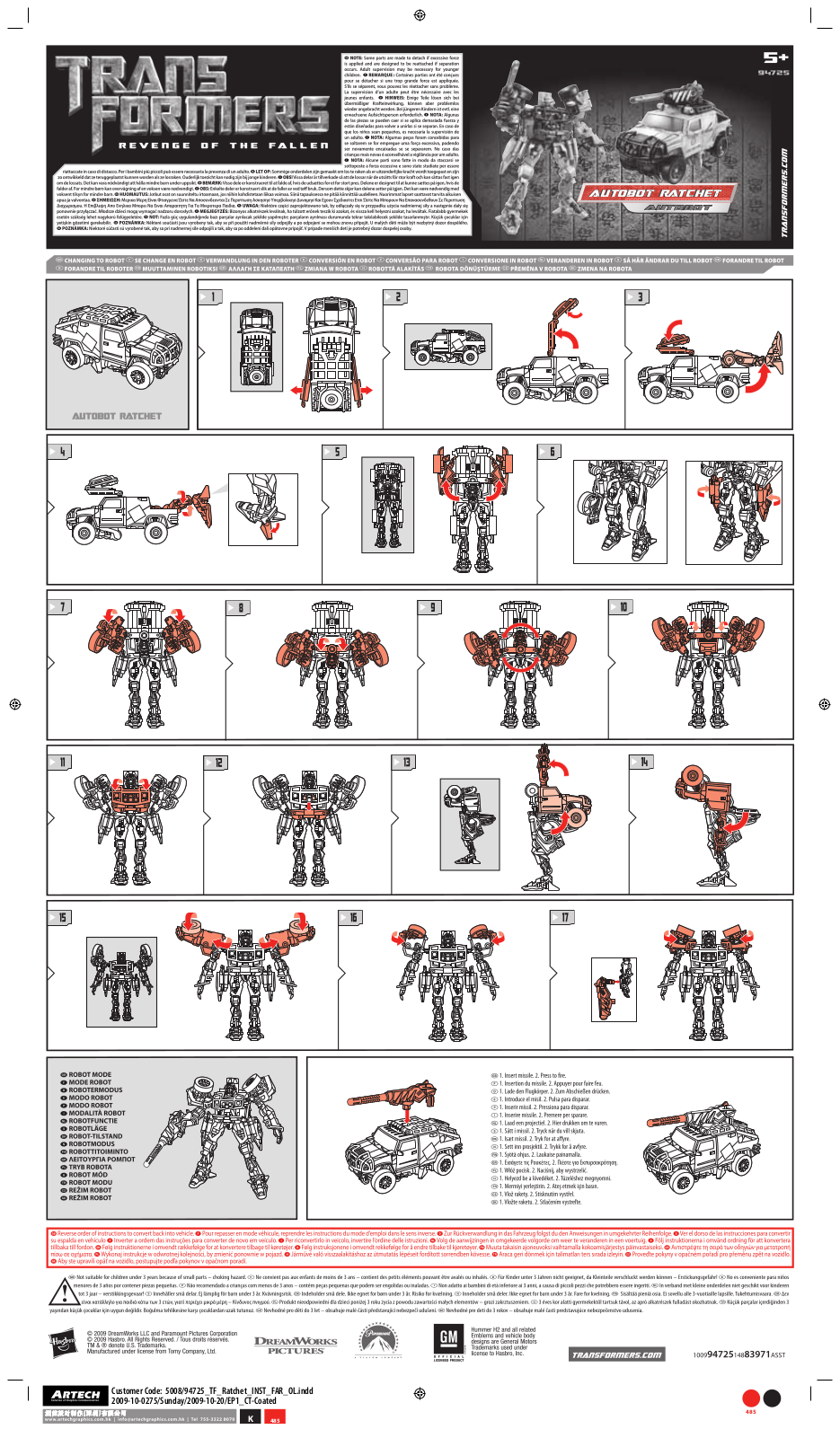 HASBRO Transformers ROTF Ratchet User Manual