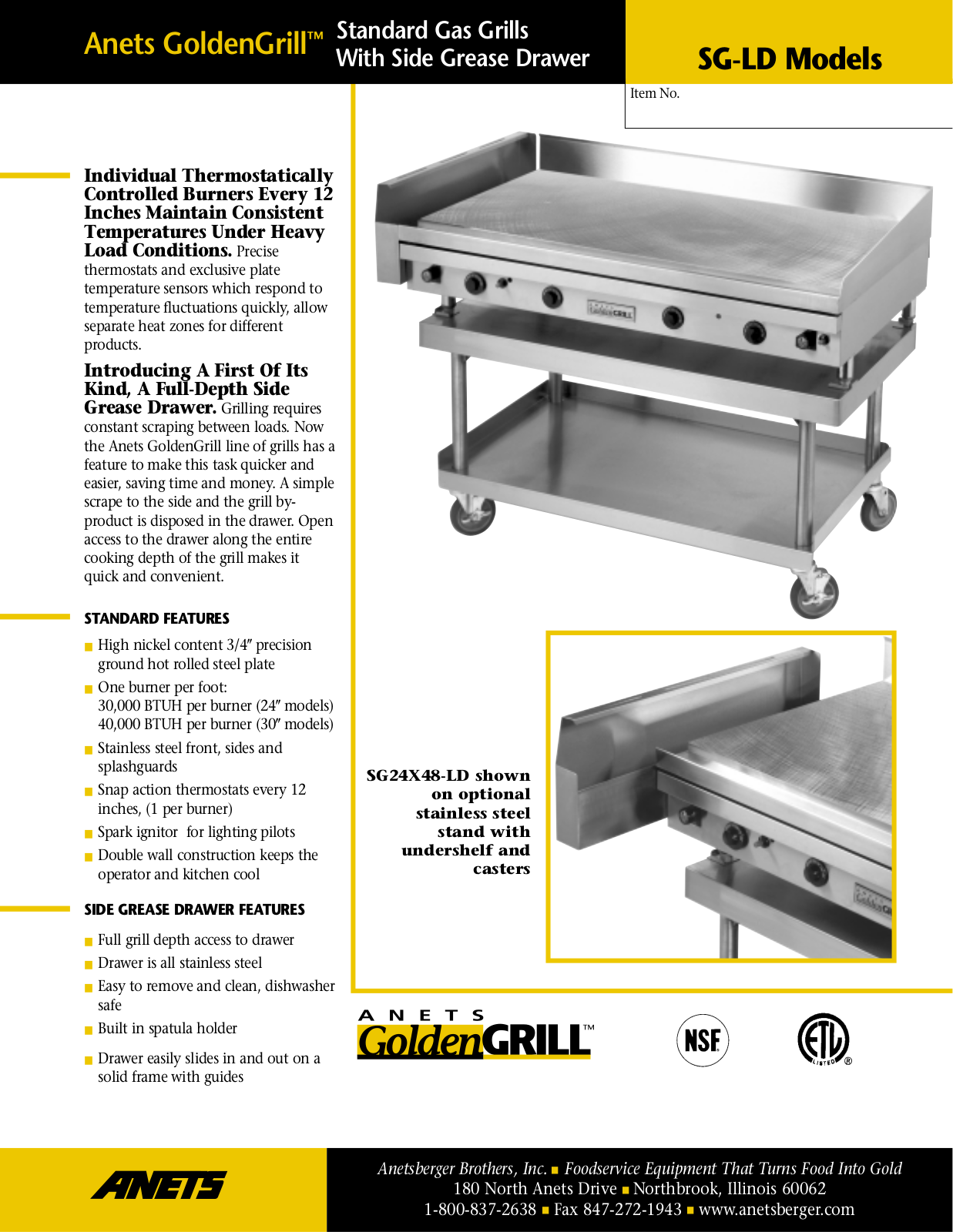 Anets SG-LD24x24, SG-LD Specifications