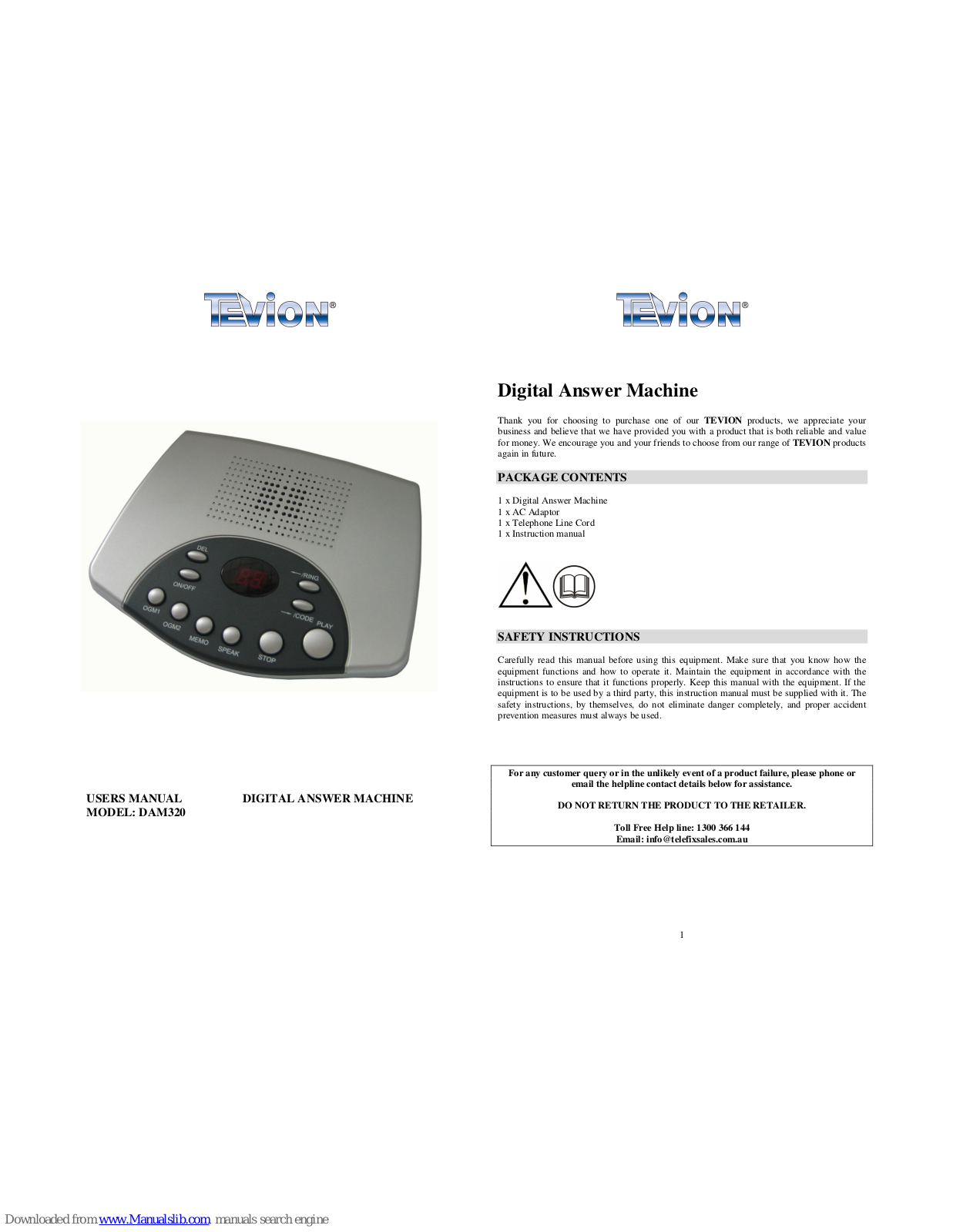 Tevion DAM320 User Manual