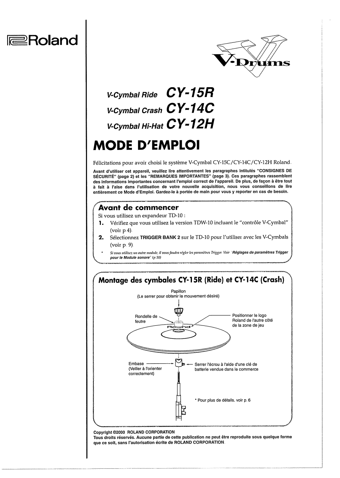 ROLAND CY-15R User Manual