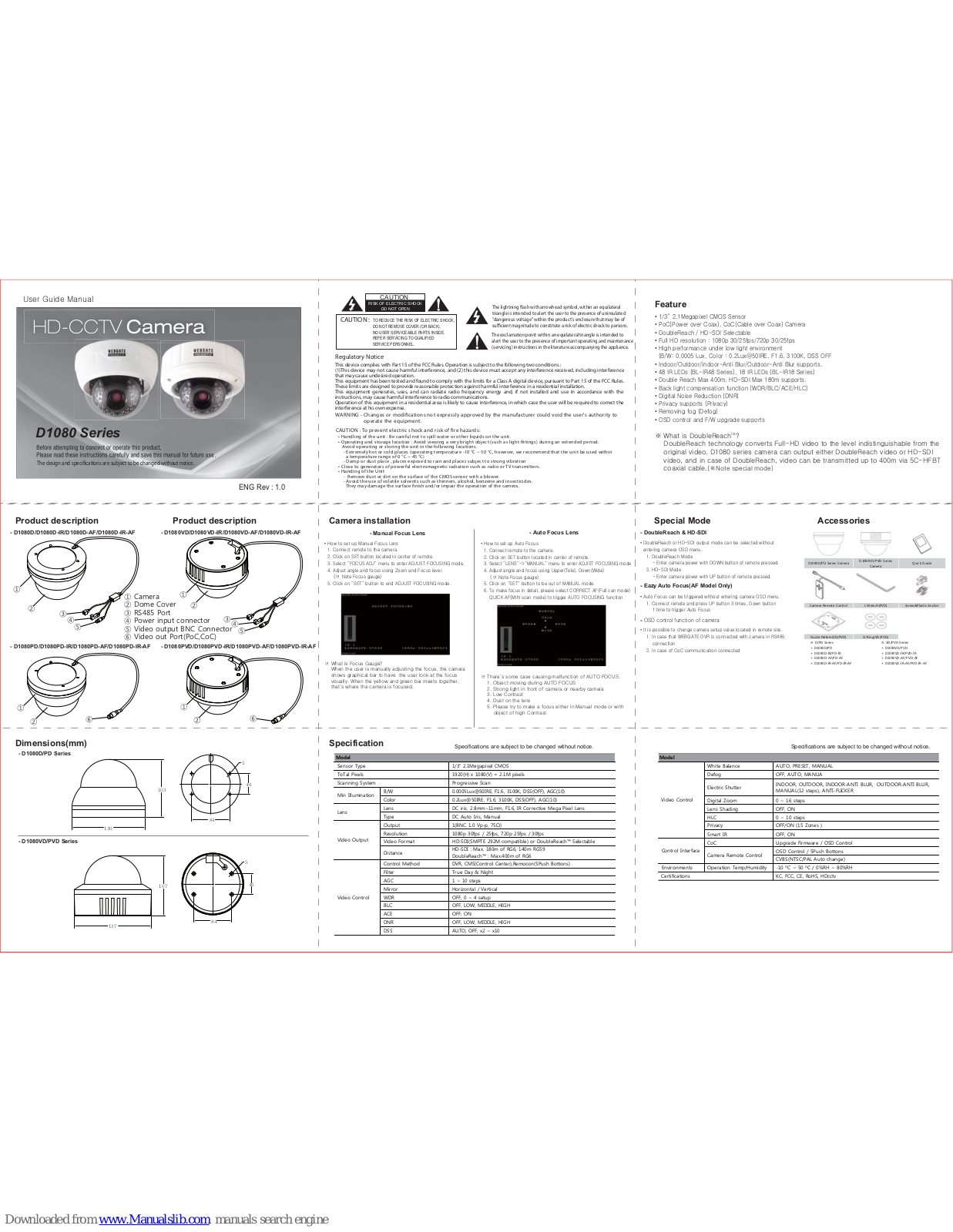 WebGate D1080VD, D1080VD-IR, D1080VD-AF, D1080VD-IR-AF User Manual Manual