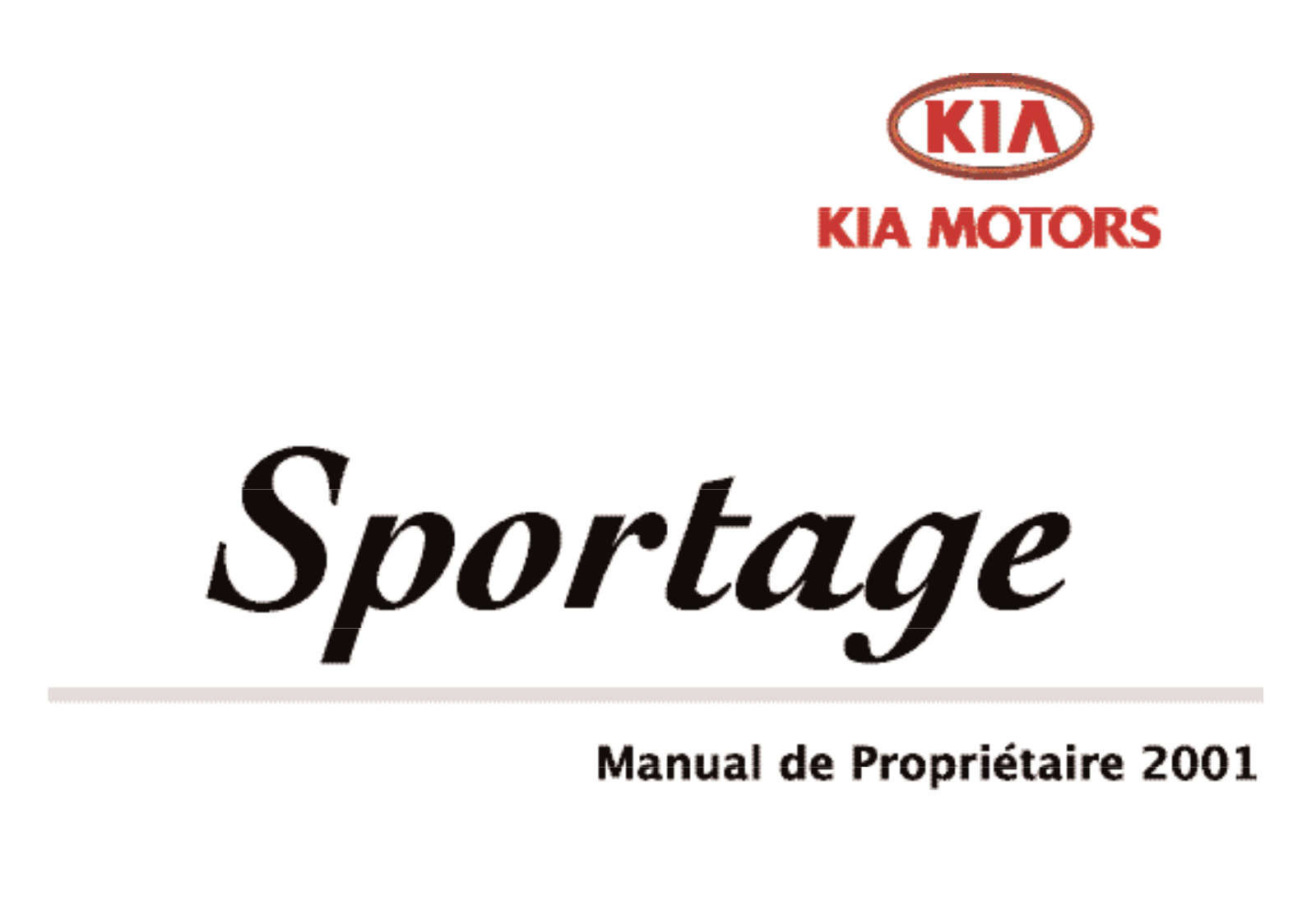 Kia Sportage 2001 Owner's Manual