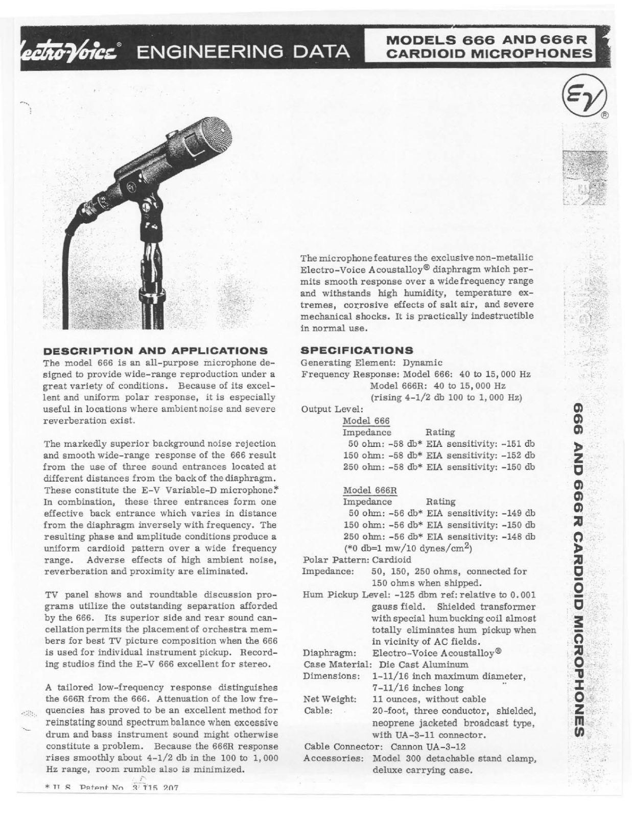 Electro-voice 666R, 666 DATASHEET