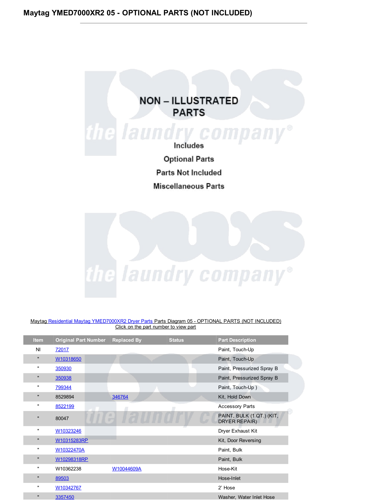 Maytag YMED7000XR2 Parts Diagram