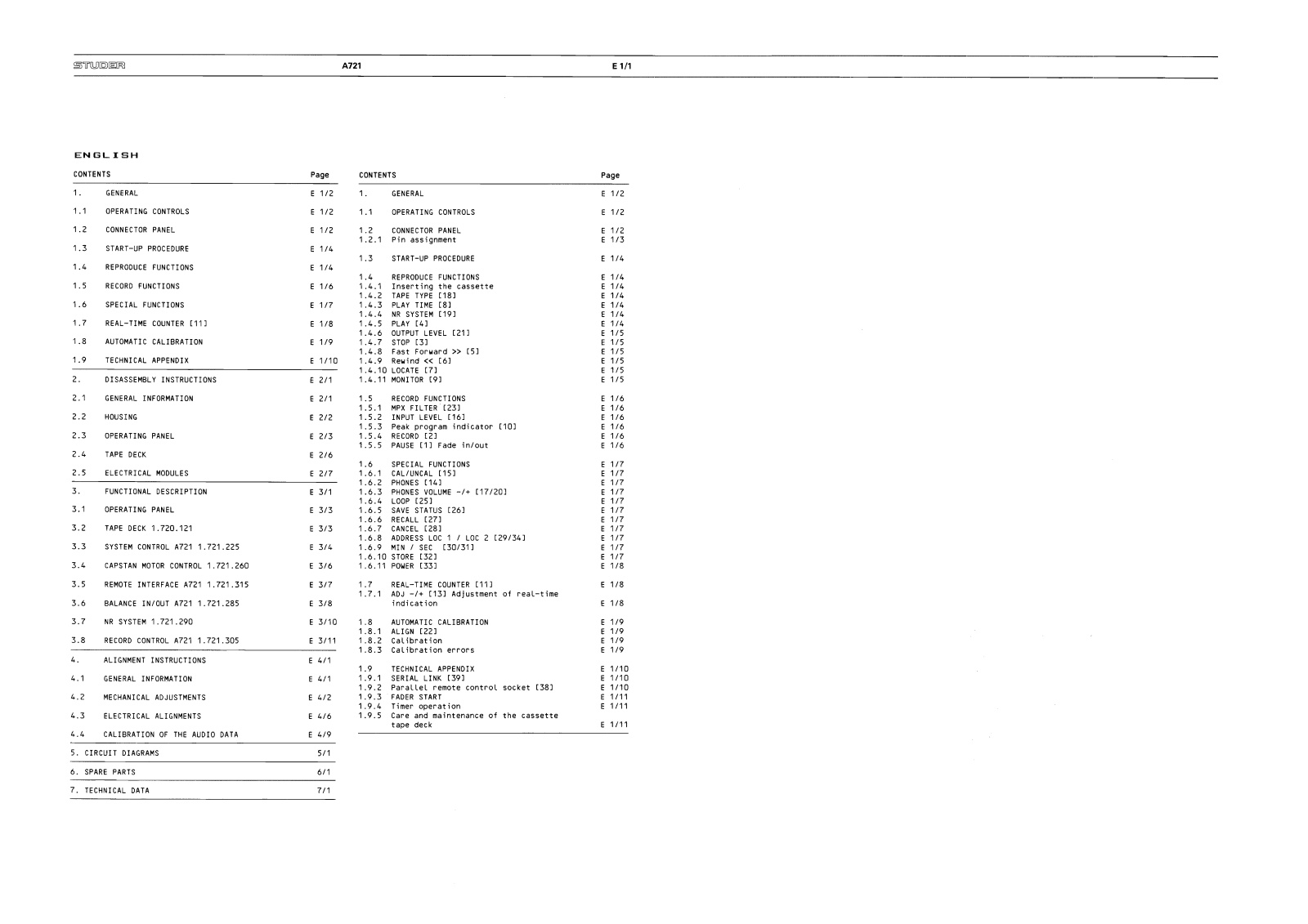 Studer A-721 Service Manual