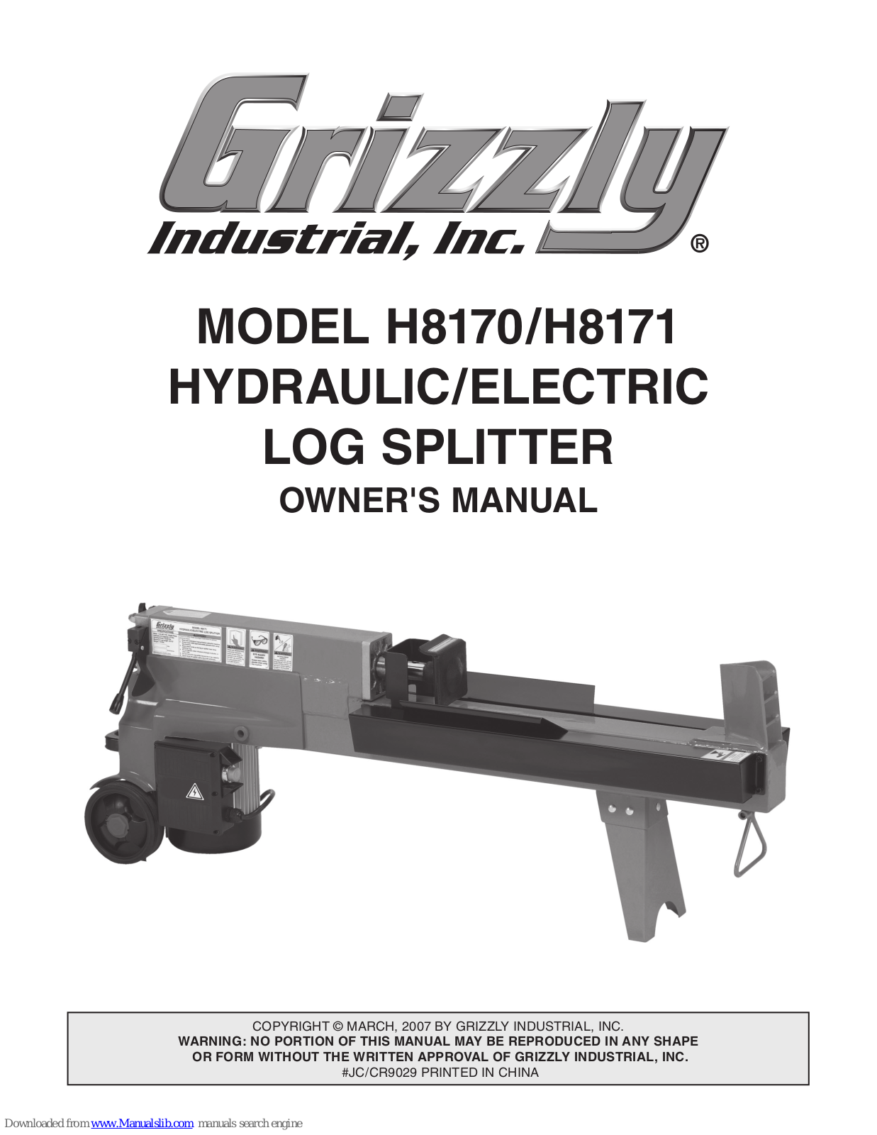 Grizzly H8170/H8171, H8170, H8171 Owner's Manual