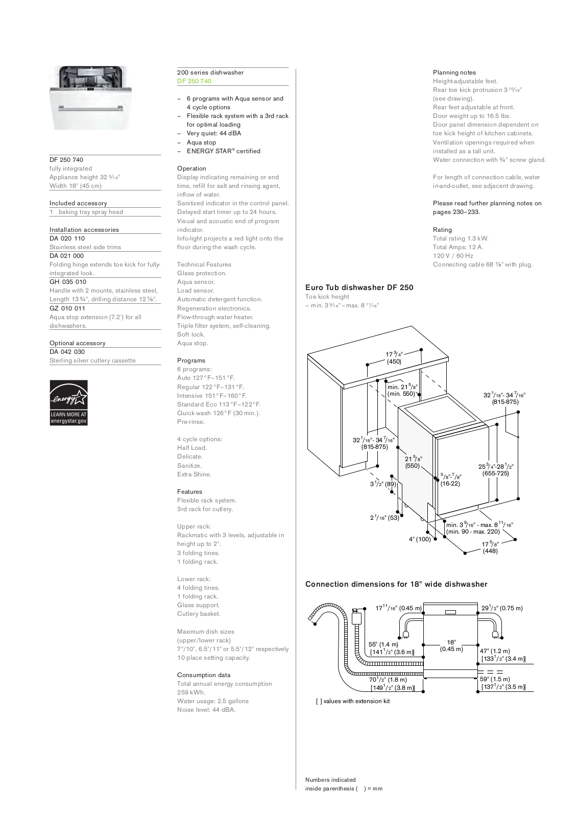 Gaggenau DF250740 Specs