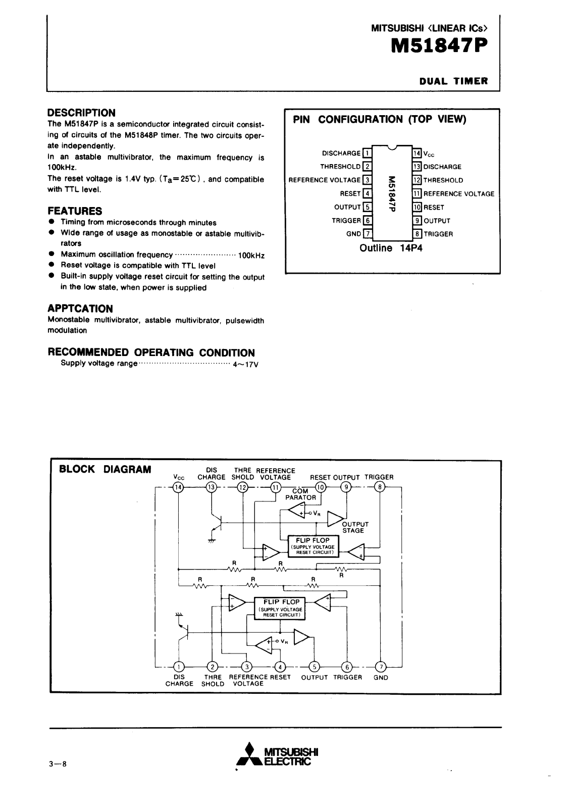 MITSUBISHI M51847P User Manual