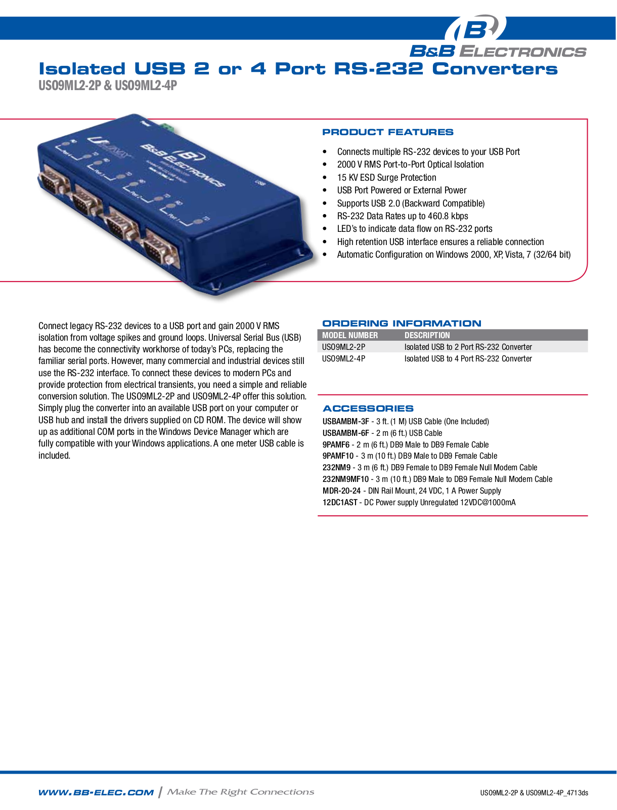 B&B Electronics USO9ML2-4P Datasheet