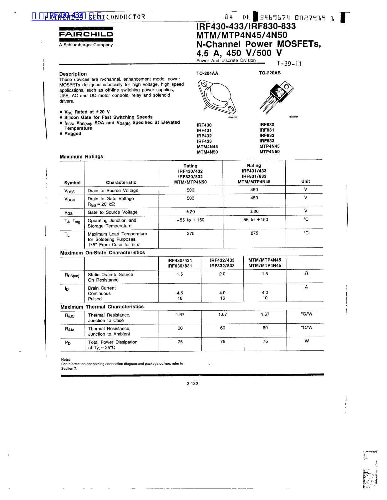 Fairchild IRF430-433 service manual