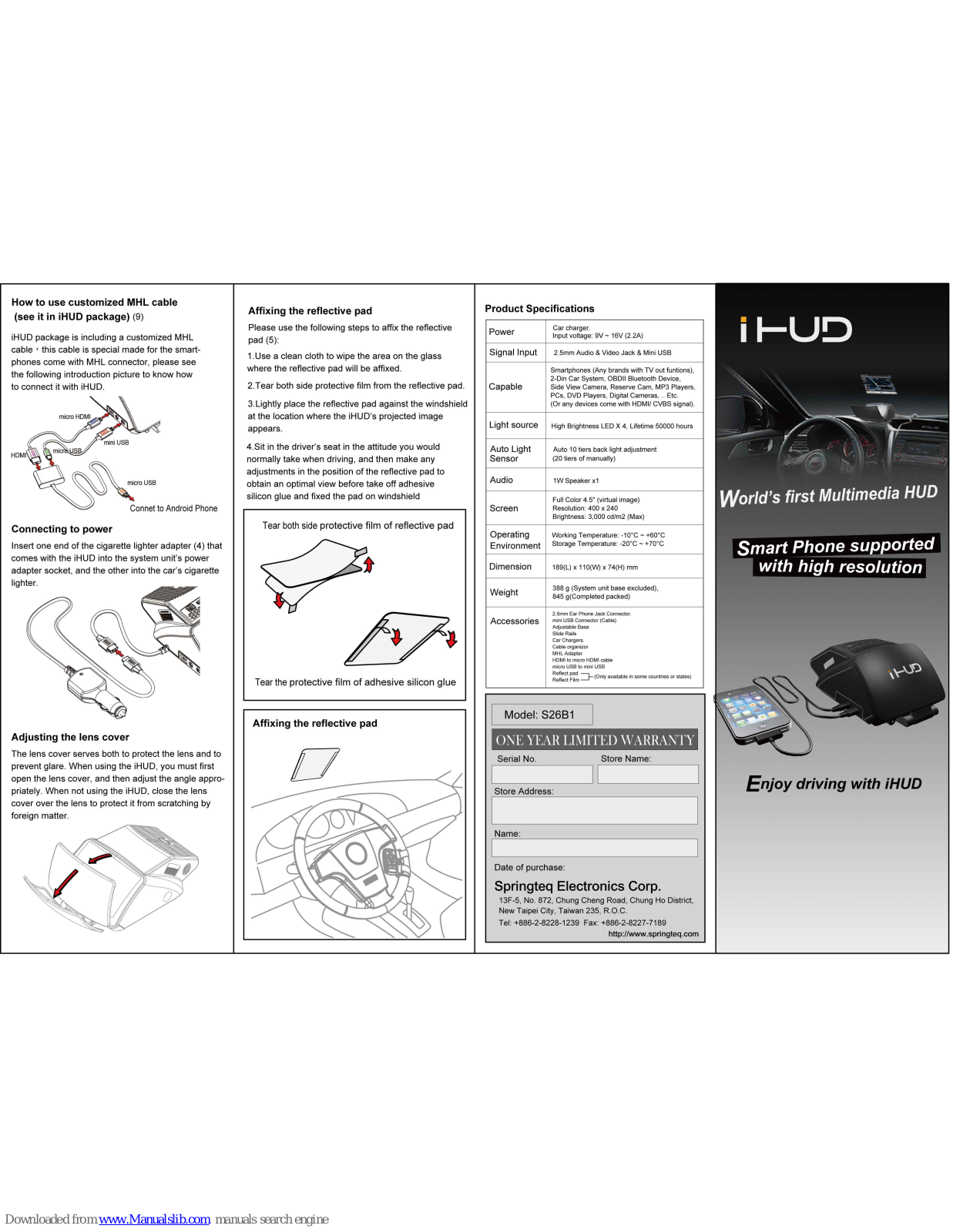 Springteq iHUD S26B1 User Manual - ManualMachine.com