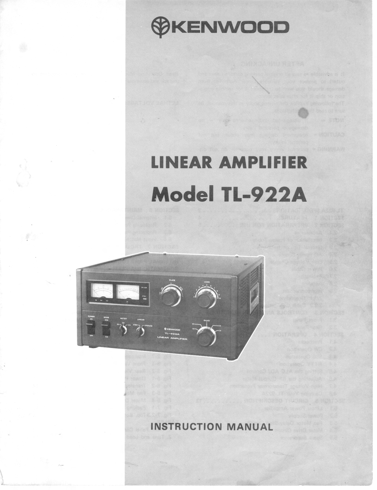 Kenwood TL-922A User Manual