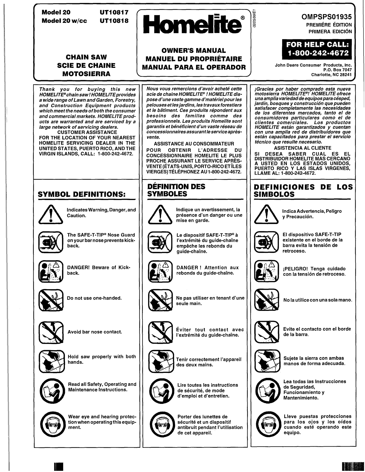 Homelite UH10818 User Manual