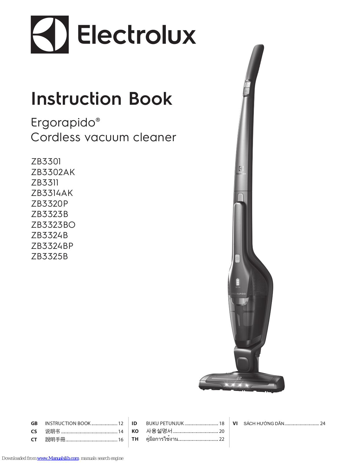 Electrolux ZB3323B, ZB3301, ZB3320P, ZB3323BO, ZB3324B Instruction Book