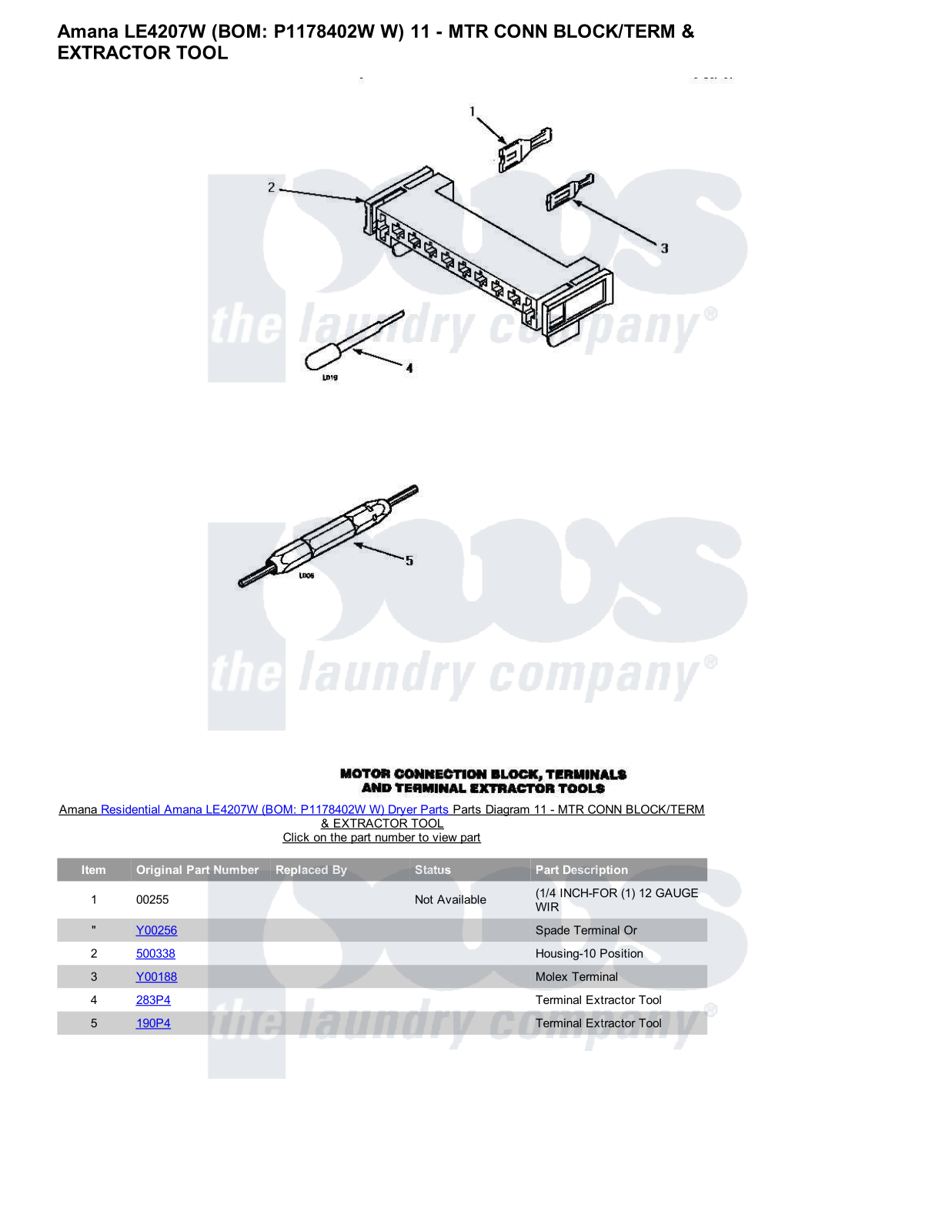 Amana LE4207W Parts Diagram