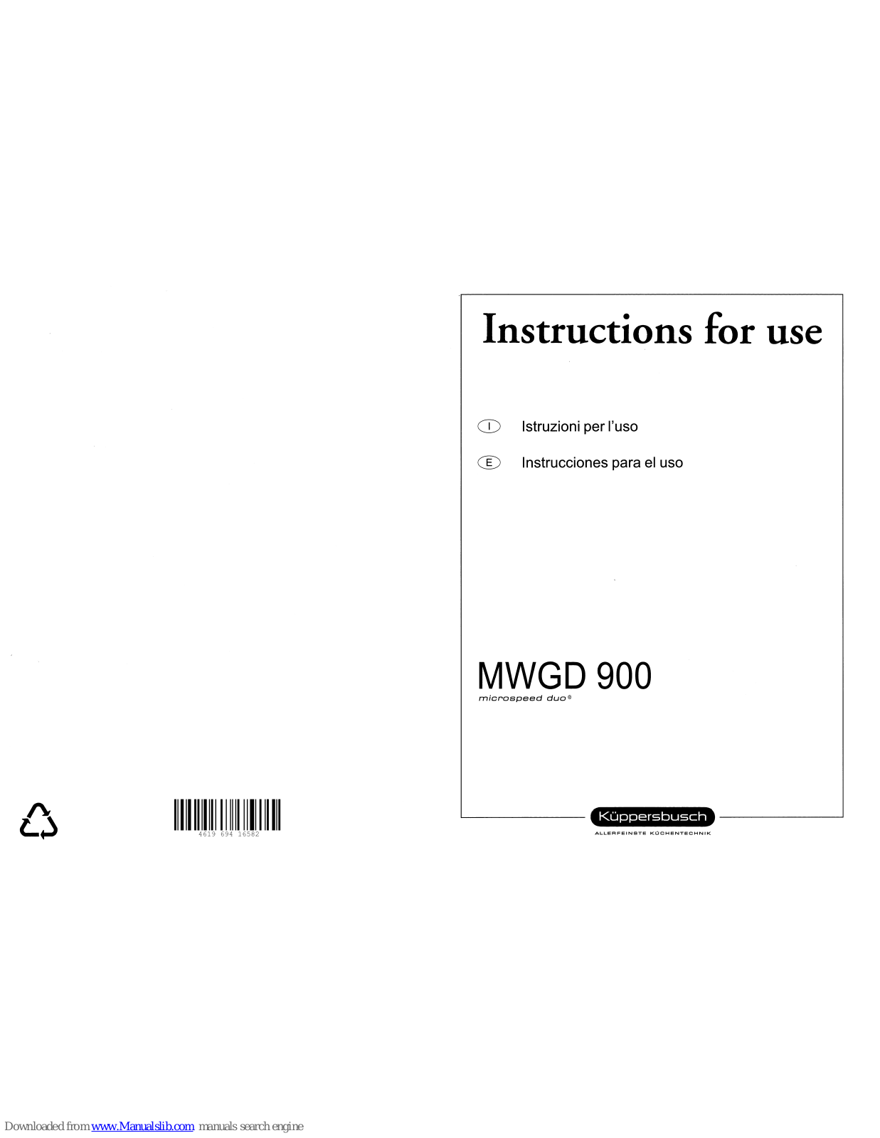 Kuppersbusch MWGD 900 microspeed duo Instructions For Use Manual