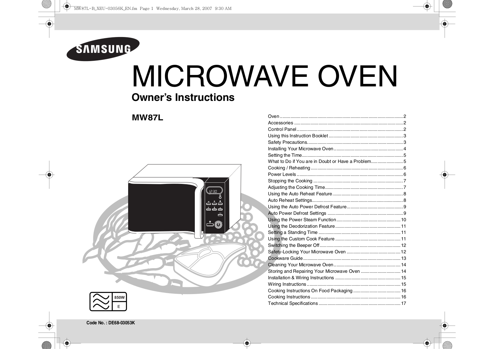 Samsung MW87L User Manual