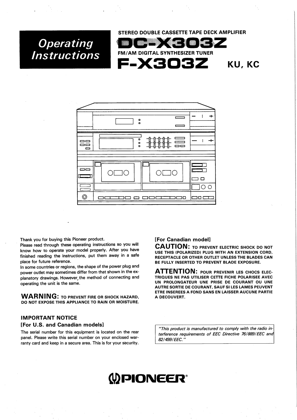 Pioneer F-X303Z, DC-X303Z User Manual