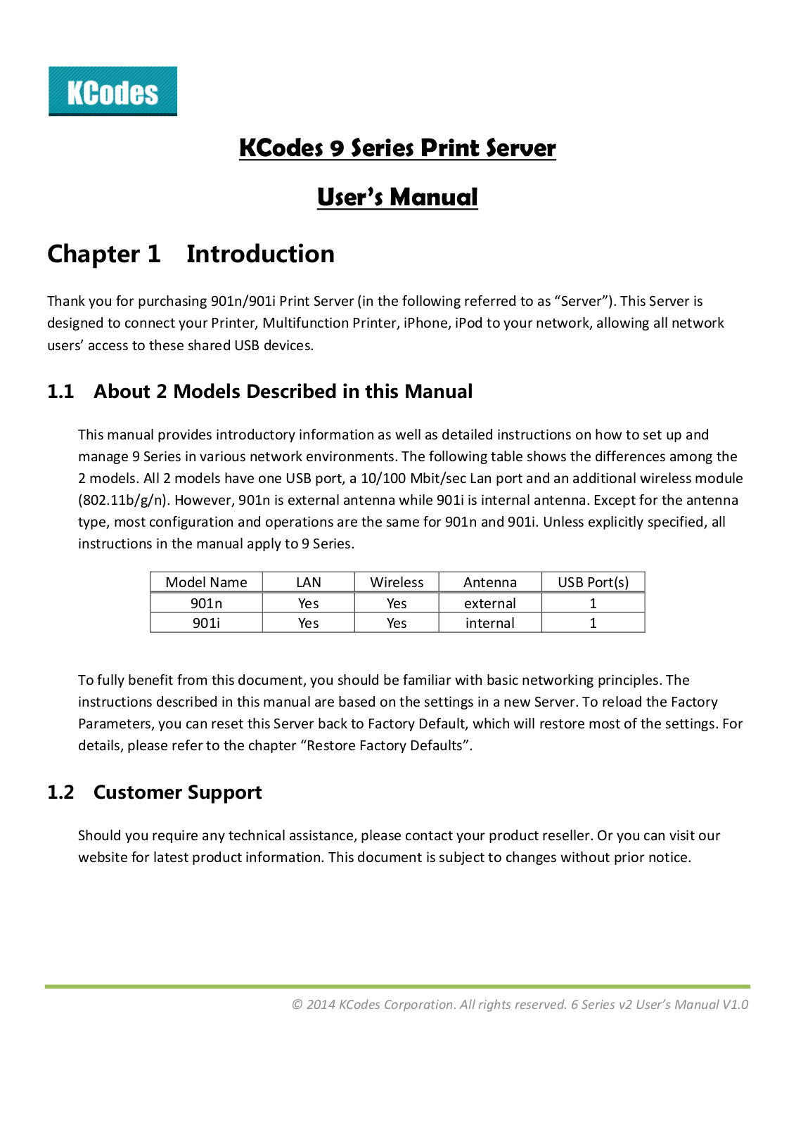 KCodes 901n, 901i User Manual