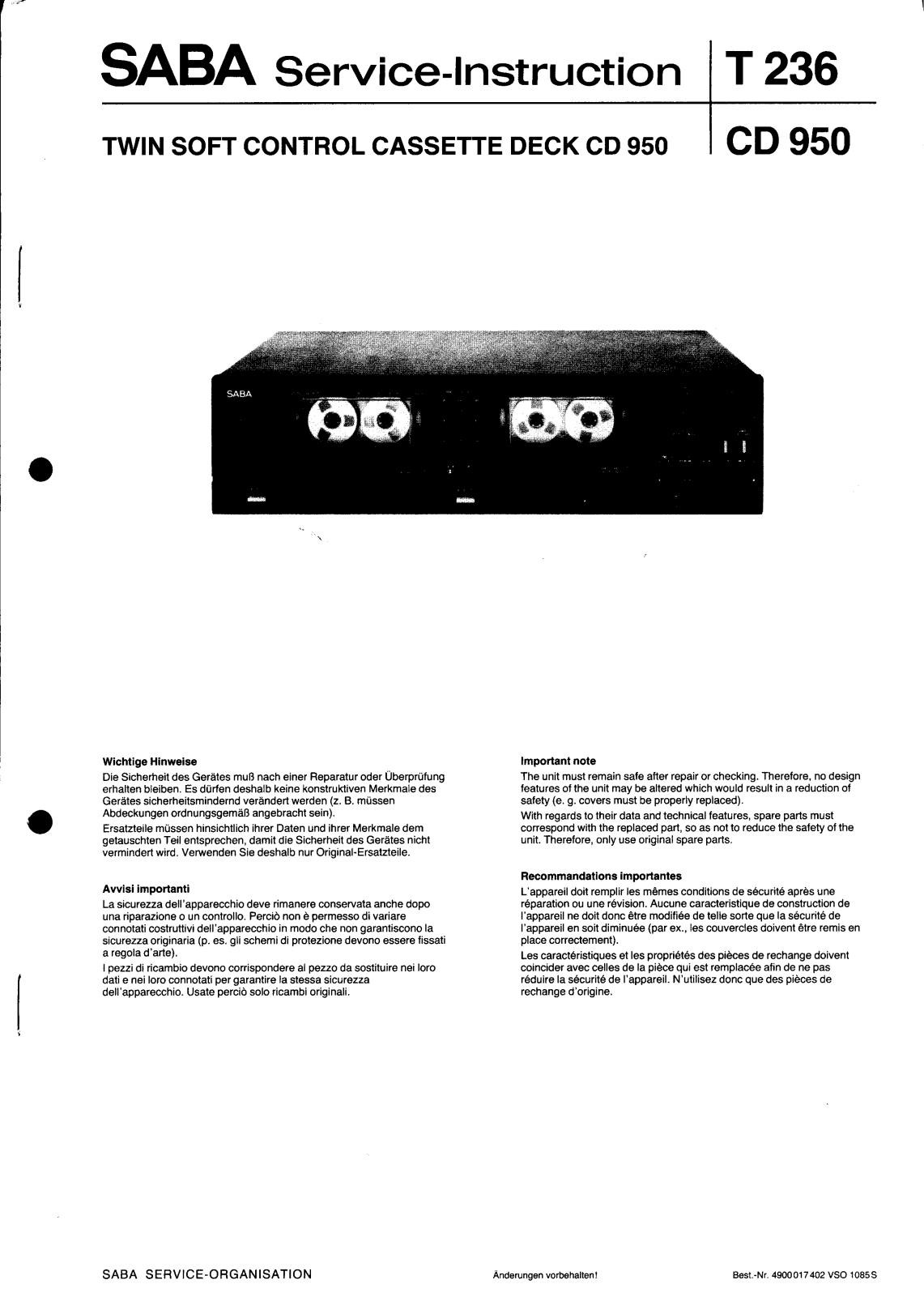 Saba CD-950 Service manual