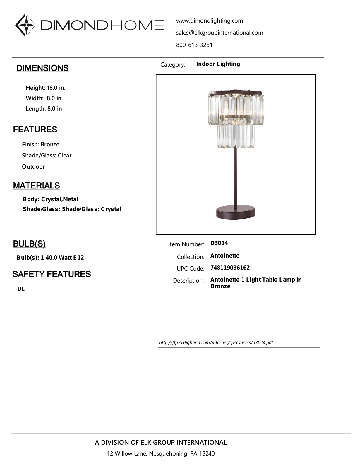 ELK Home D3014 User Manual