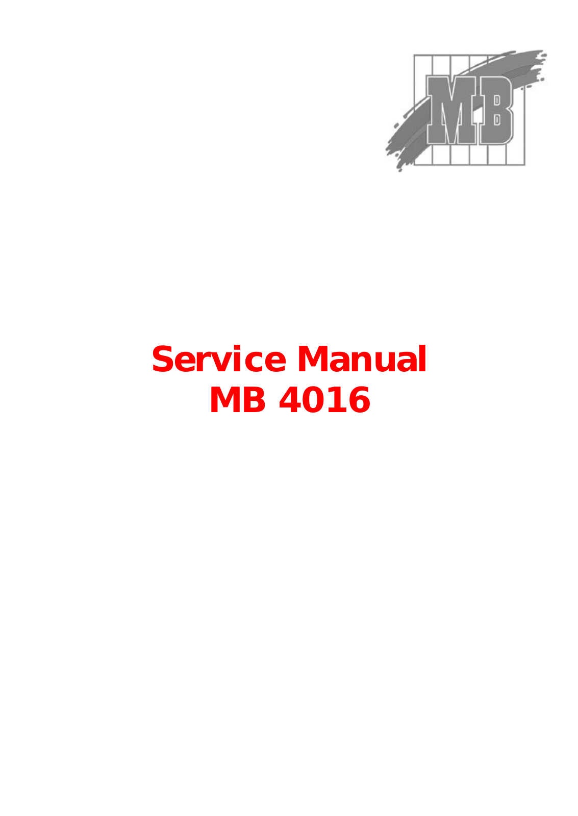 MB 4016 Service manual