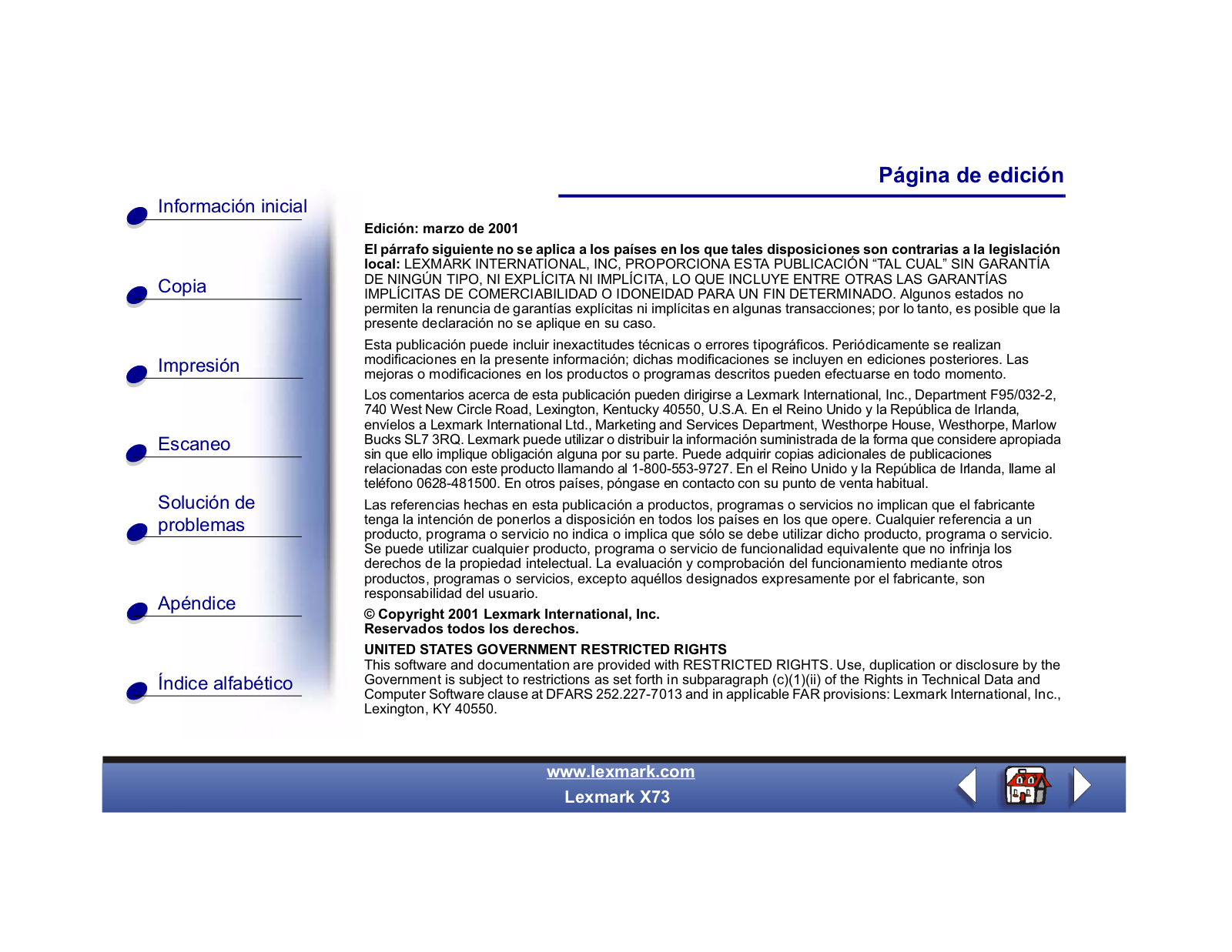 Lexmark X73 User Manual