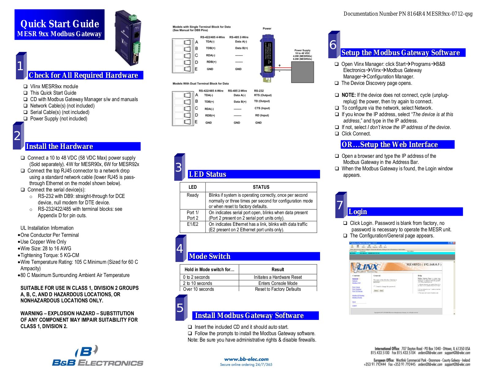 B&B Electronics MESR900 Quick Start Guide