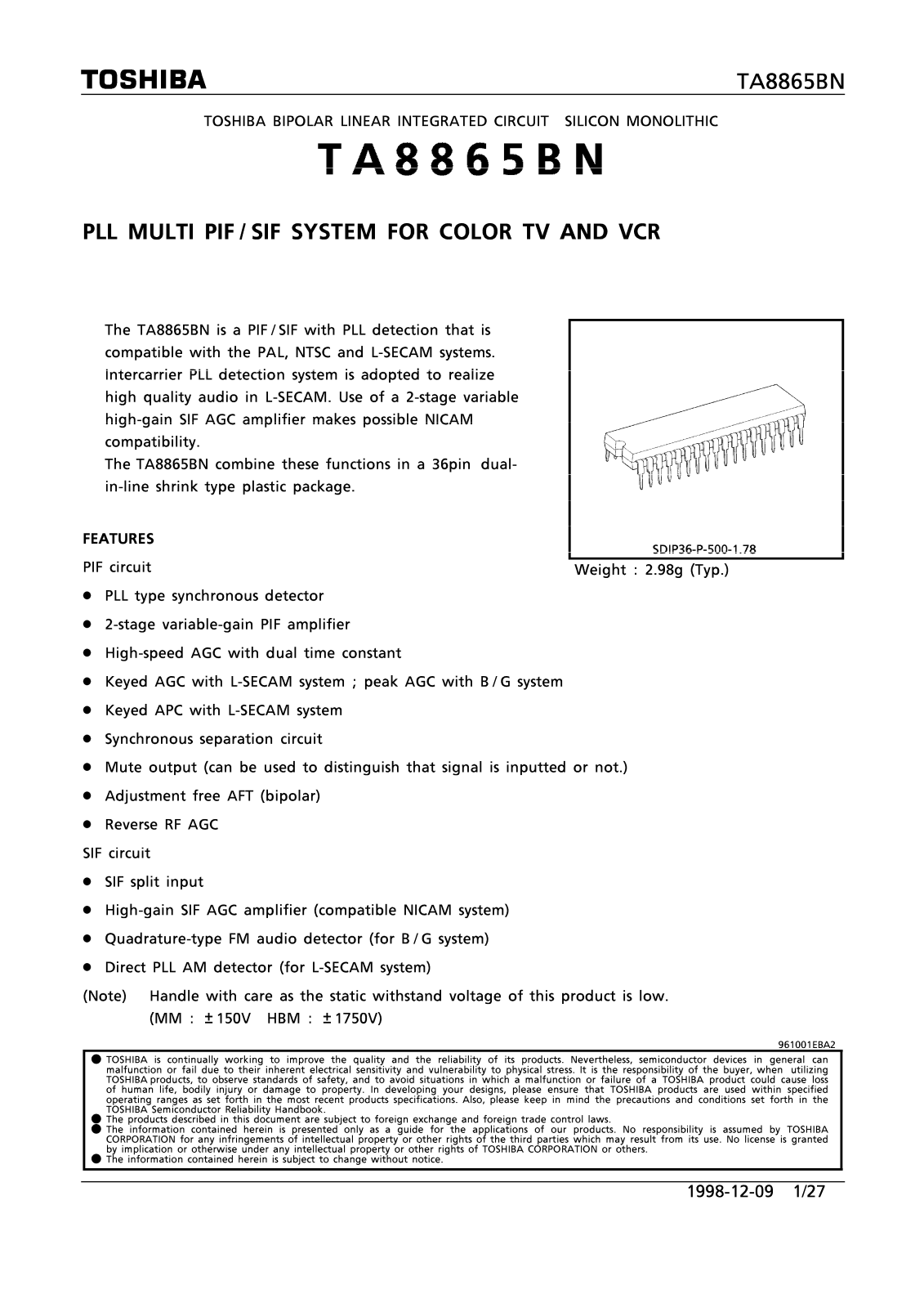 Datasheet TA8865BN Datasheet - ManualMachine.com